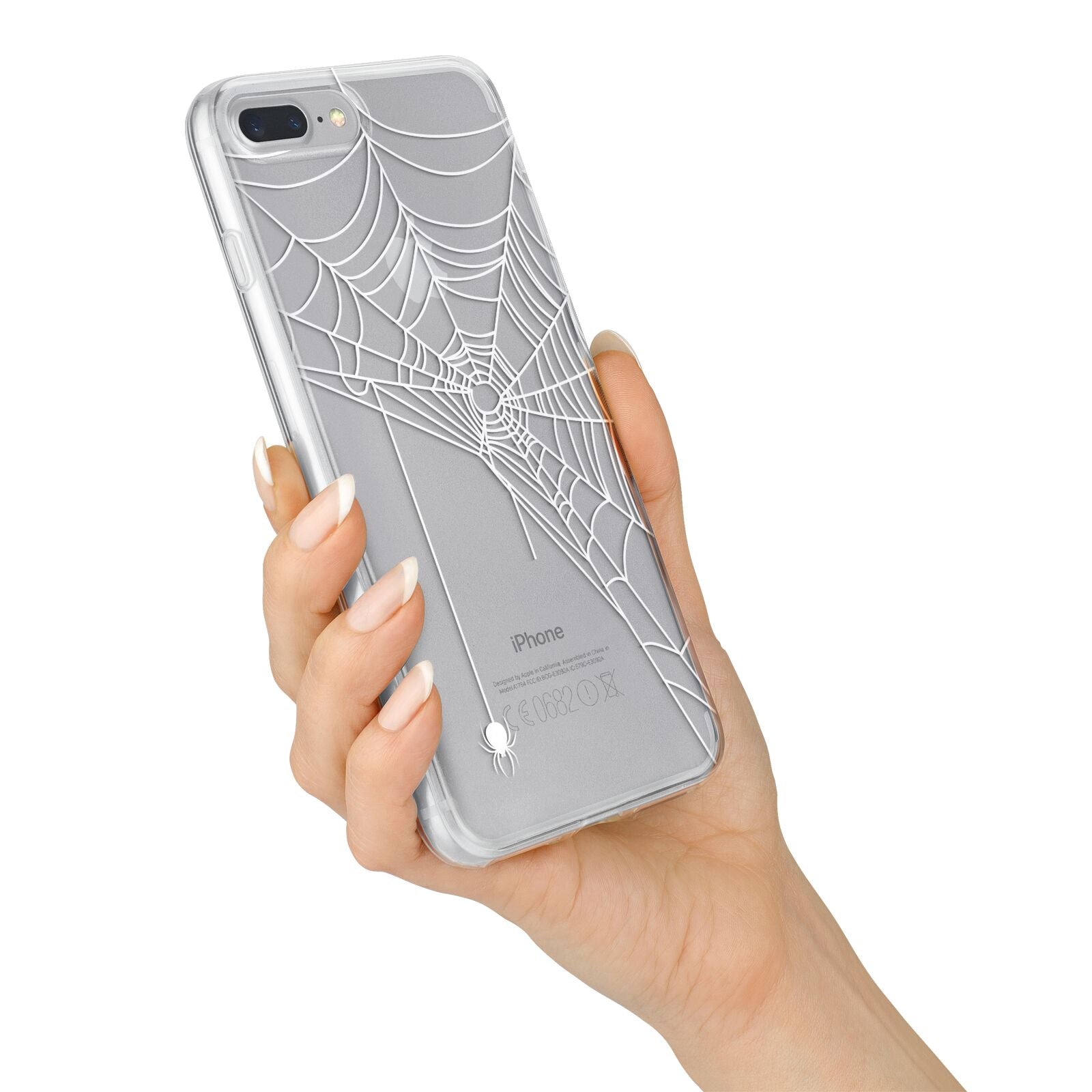 White Spiders Web with Transparent Background iPhone 7 Plus Bumper Case on Silver iPhone Alternative Image