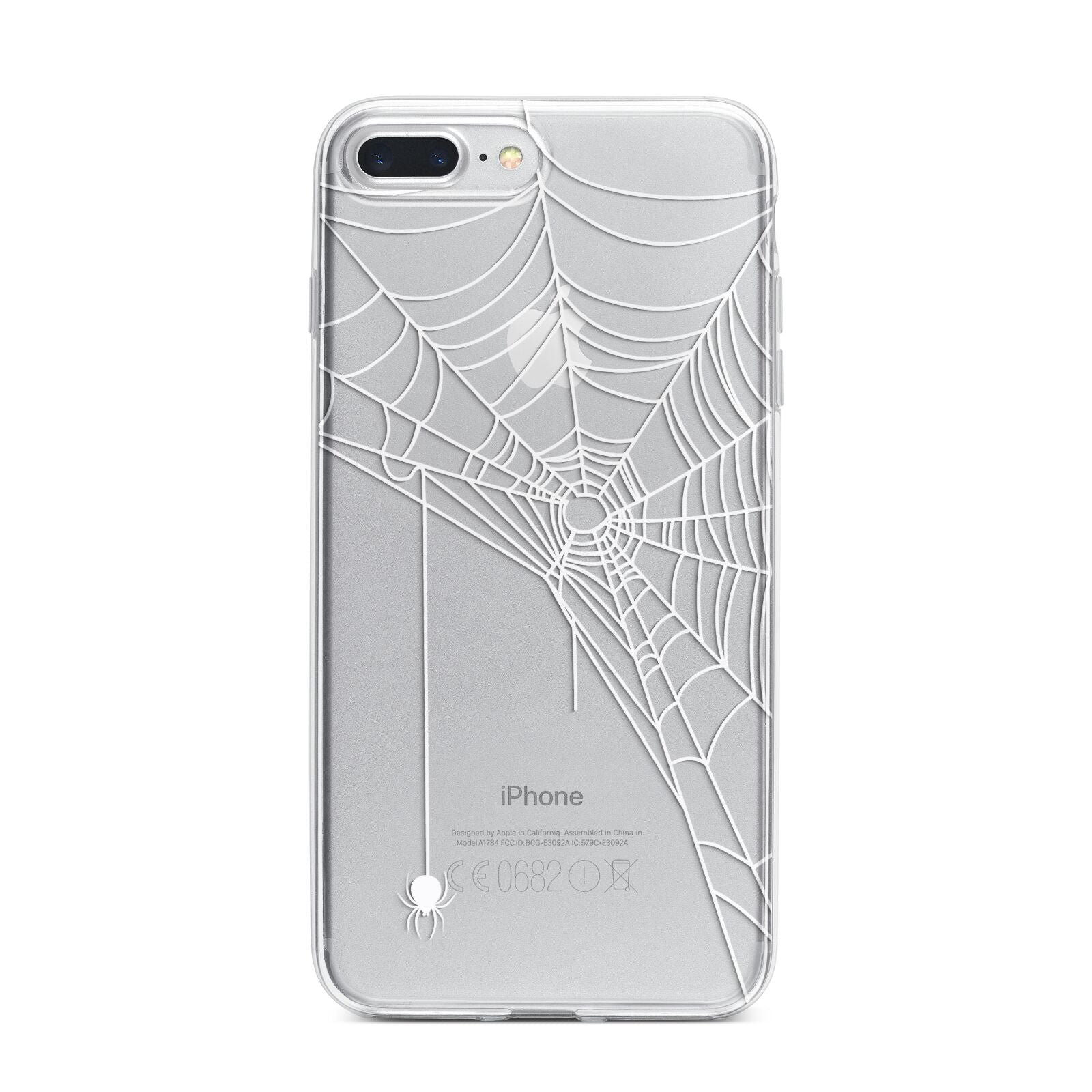 White Spiders Web with Transparent Background iPhone 7 Plus Bumper Case on Silver iPhone