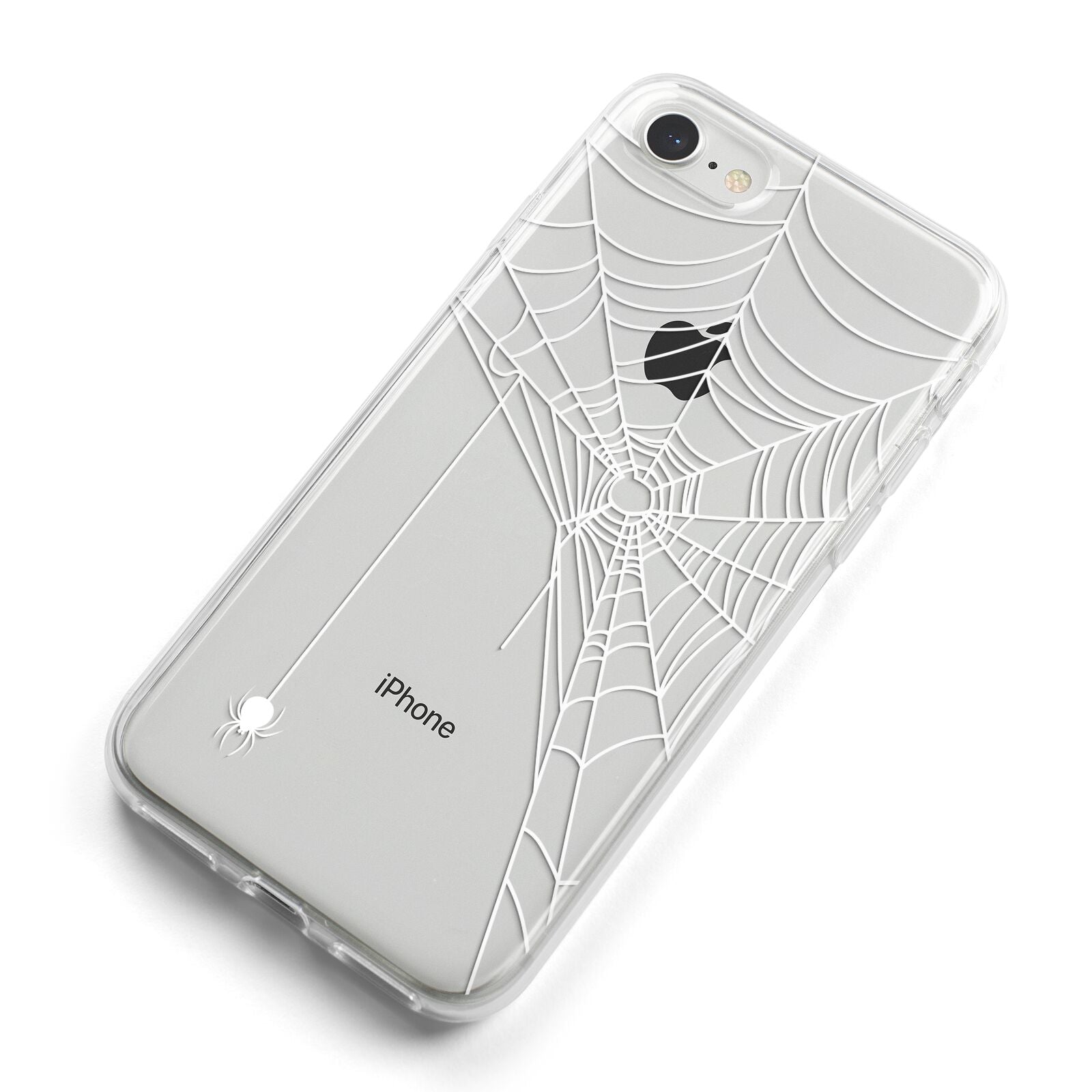White Spiders Web with Transparent Background iPhone 8 Bumper Case on Silver iPhone Alternative Image