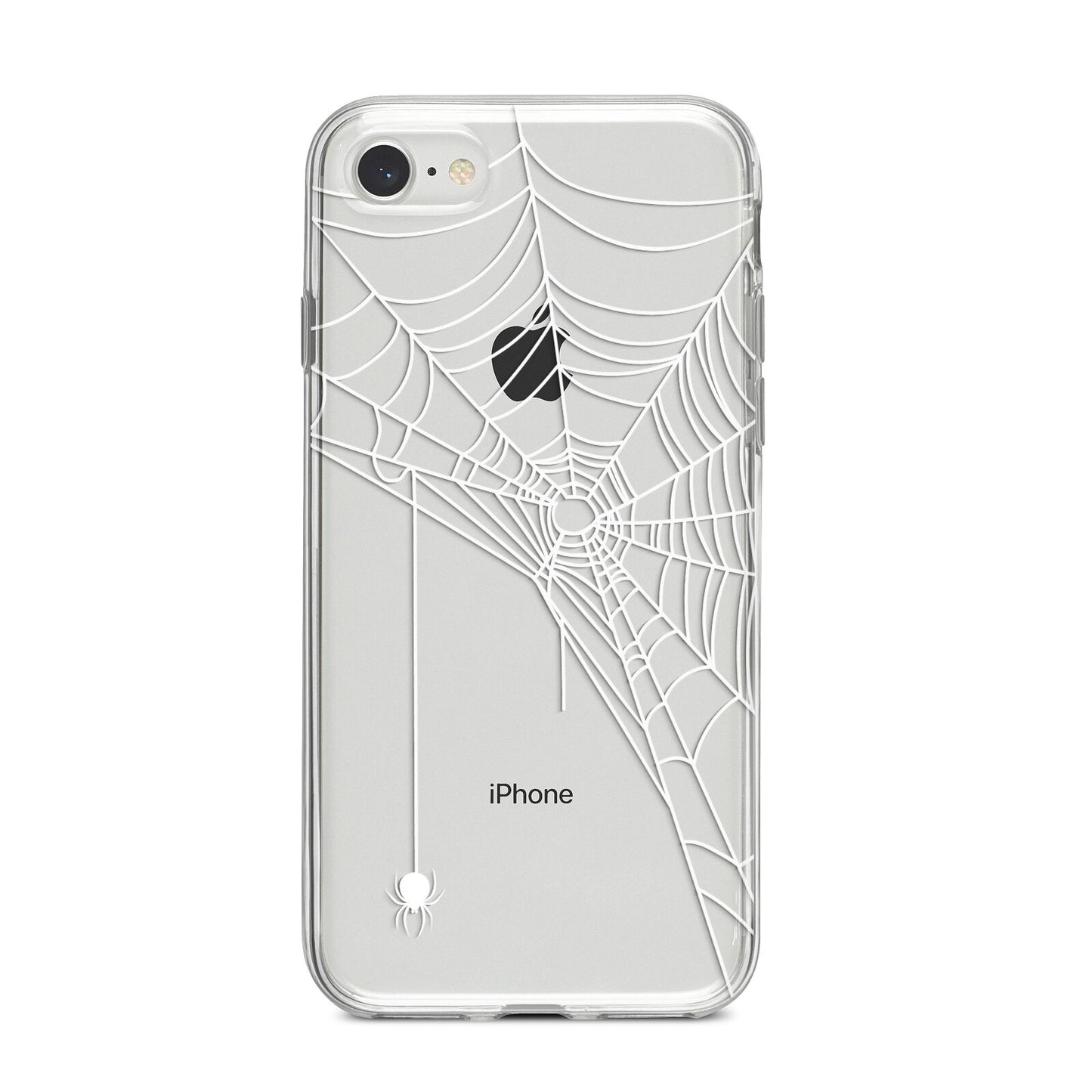 White Spiders Web with Transparent Background iPhone 8 Bumper Case on Silver iPhone