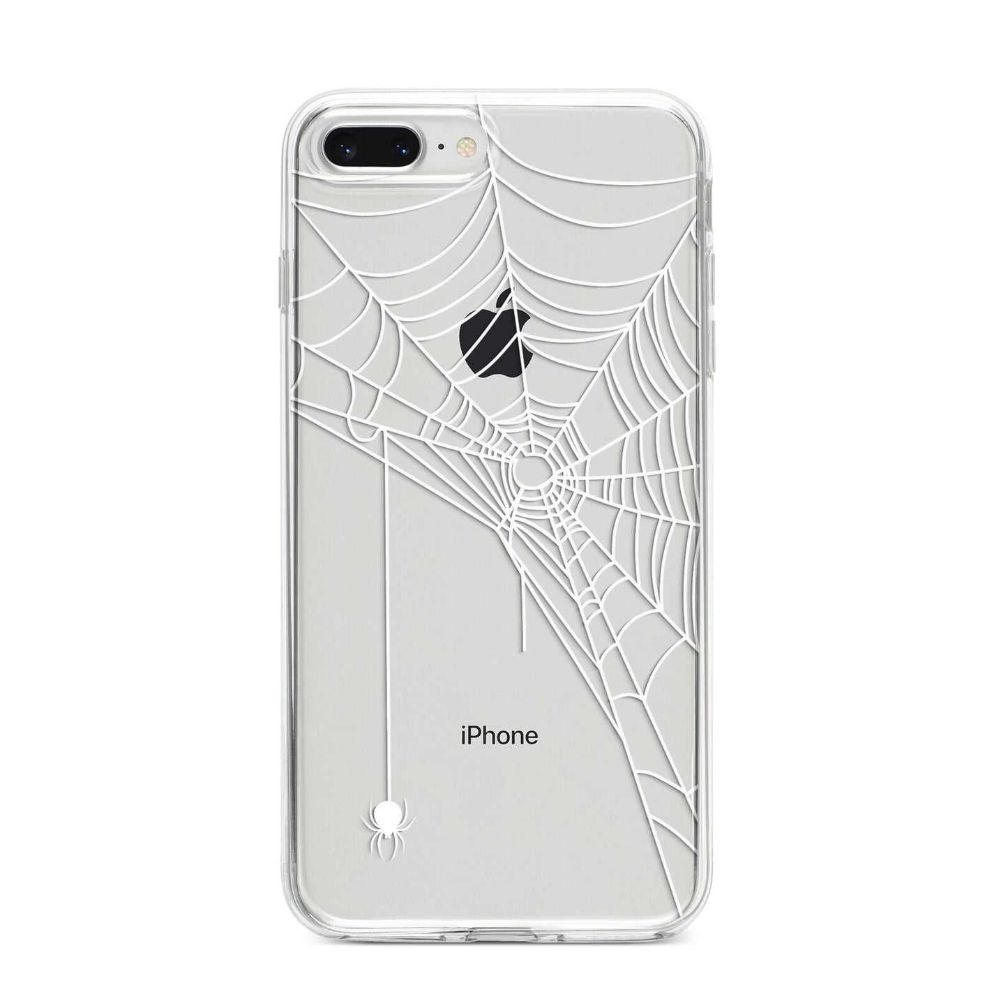 White Spiders Web with Transparent Background iPhone 8 Plus Bumper Case on Silver iPhone
