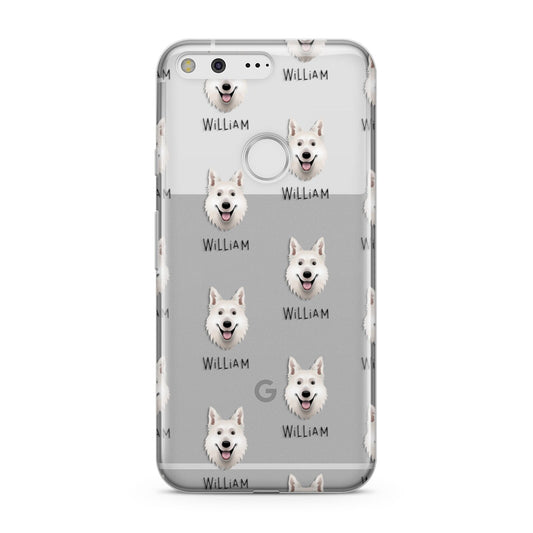 White Swiss Shepherd Dog Icon with Name Google Pixel Case