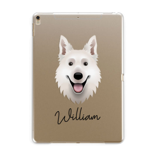 White Swiss Shepherd Dog Personalised Apple iPad Gold Case