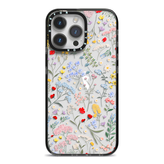 Wild Flowers iPhone 14 Pro Max Black Impact Case on Silver phone