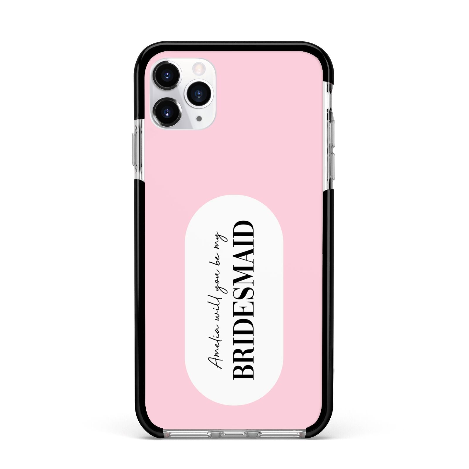 Will You Be My Bridesmaid Apple iPhone 11 Pro Max in Silver with Black Impact Case