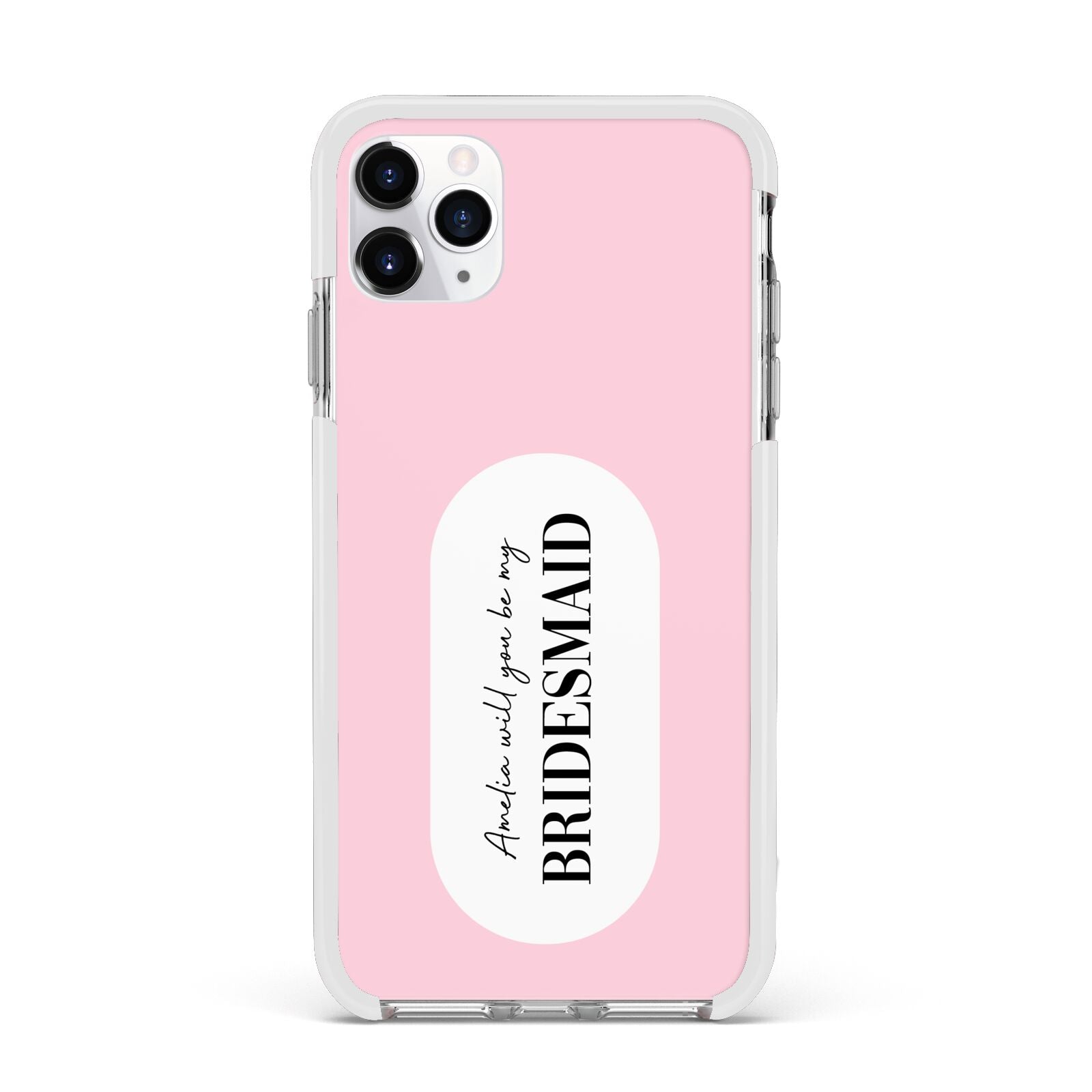 Will You Be My Bridesmaid Apple iPhone 11 Pro Max in Silver with White Impact Case