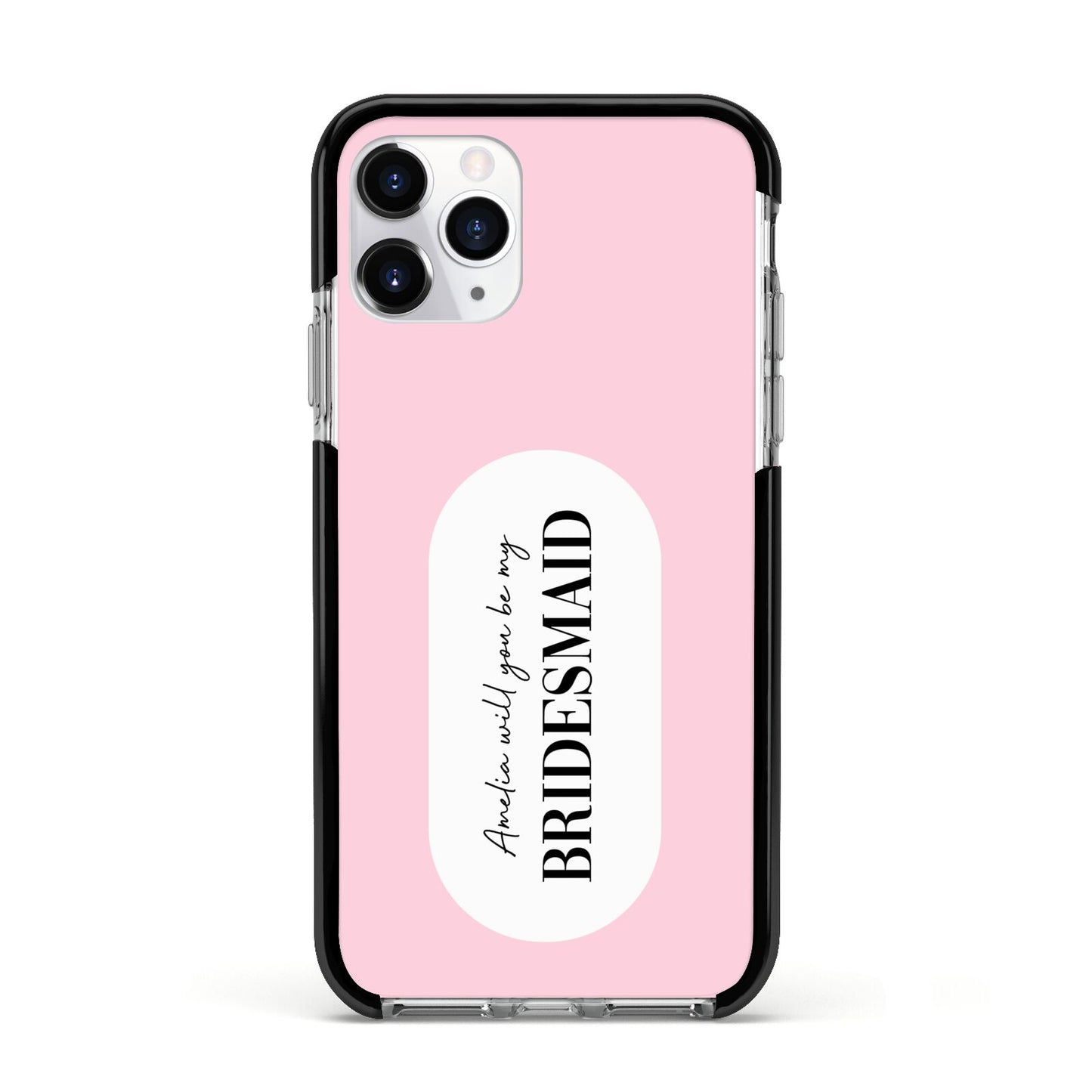 Will You Be My Bridesmaid Apple iPhone 11 Pro in Silver with Black Impact Case