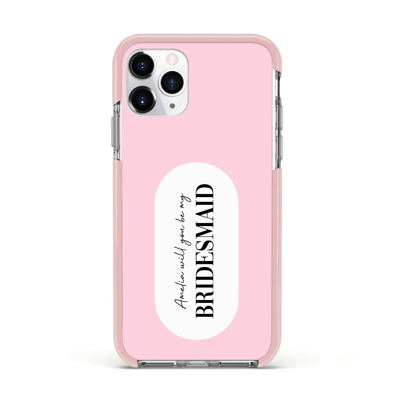 Will You Be My Bridesmaid Apple iPhone 11 Pro in Silver with Pink Impact Case