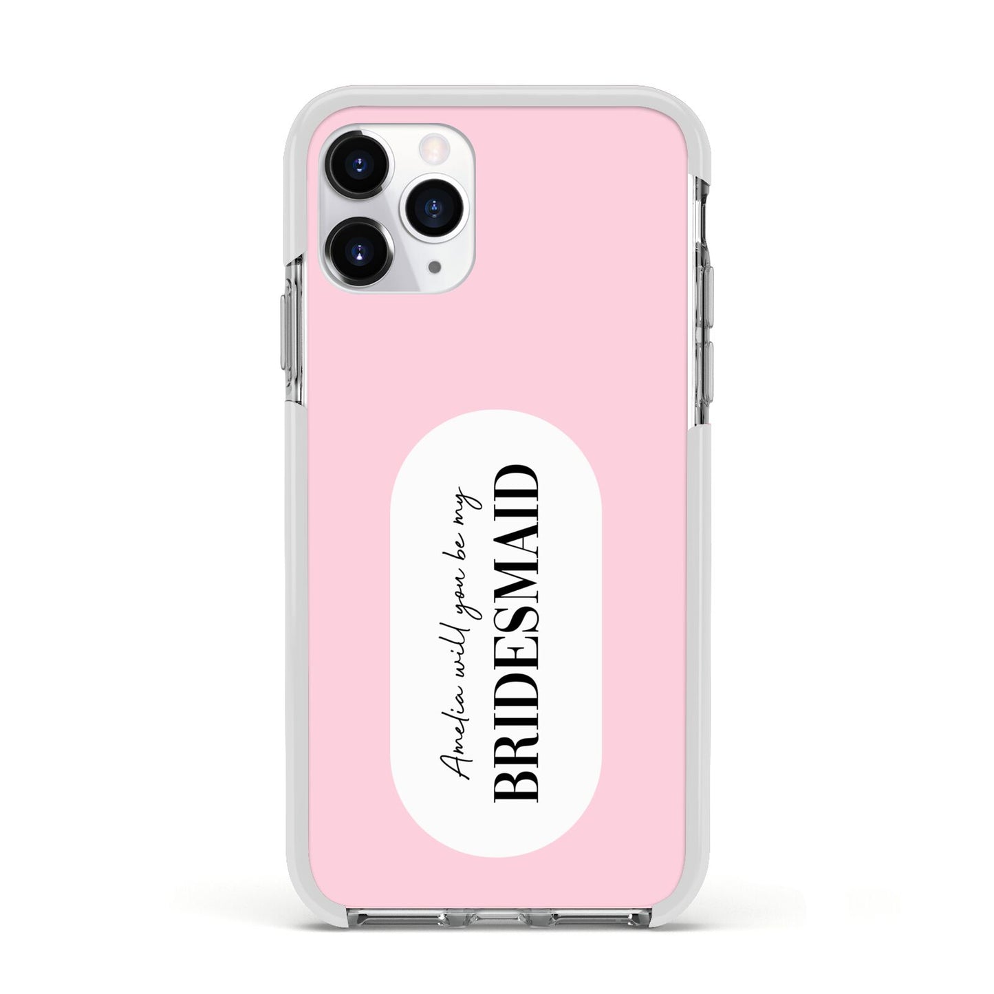Will You Be My Bridesmaid Apple iPhone 11 Pro in Silver with White Impact Case