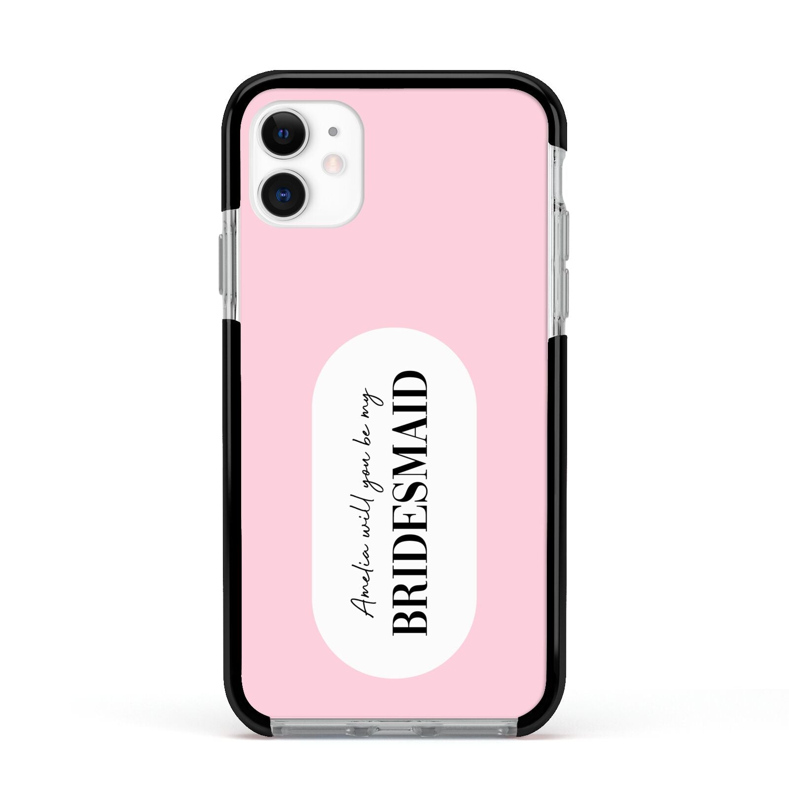 Will You Be My Bridesmaid Apple iPhone 11 in White with Black Impact Case