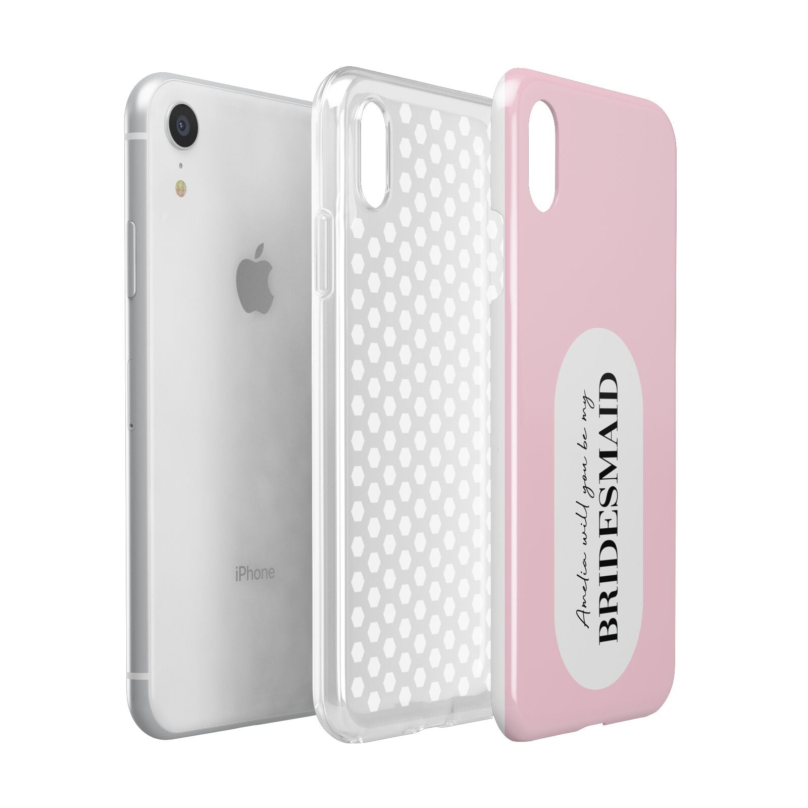 Will You Be My Bridesmaid Apple iPhone XR White 3D Tough Case Expanded view