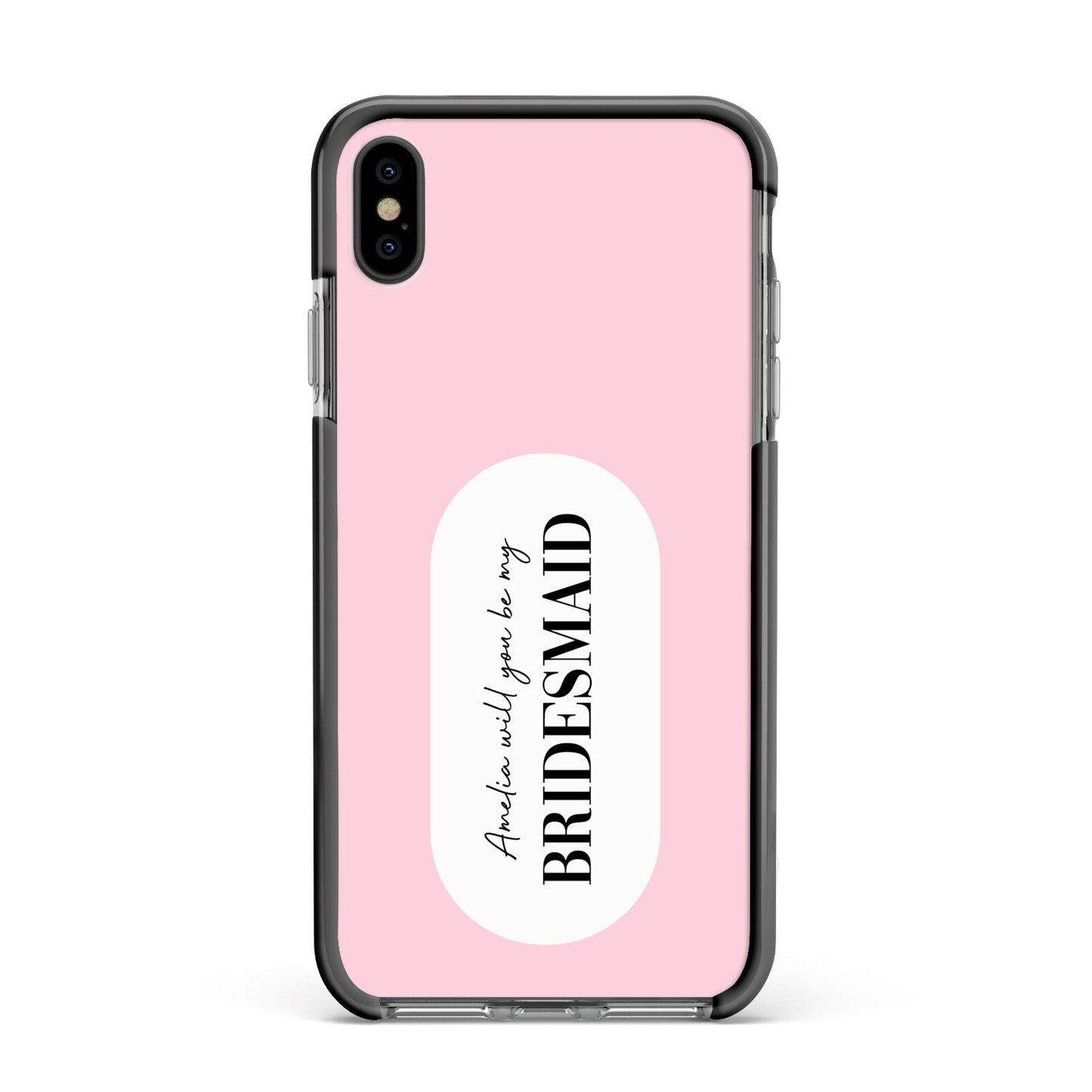 Will You Be My Bridesmaid Apple iPhone Xs Max Impact Case Black Edge on Black Phone