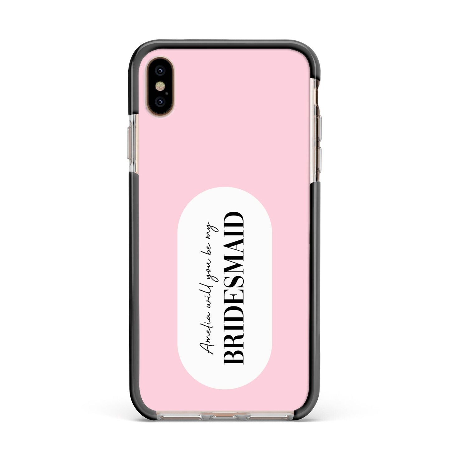 Will You Be My Bridesmaid Apple iPhone Xs Max Impact Case Black Edge on Gold Phone