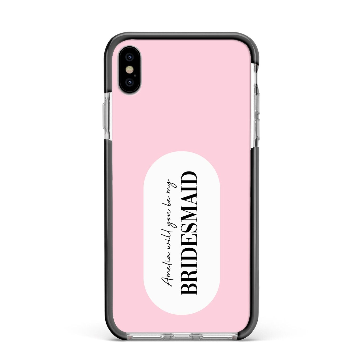 Will You Be My Bridesmaid Apple iPhone Xs Max Impact Case Black Edge on Silver Phone
