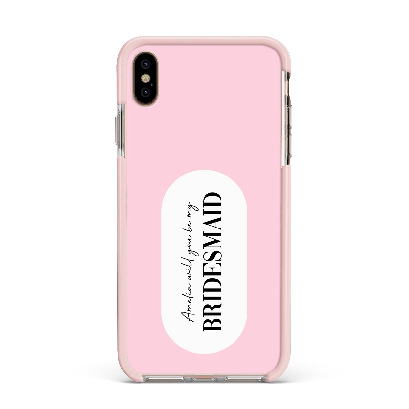 Will You Be My Bridesmaid Apple iPhone Xs Max Impact Case Pink Edge on Gold Phone