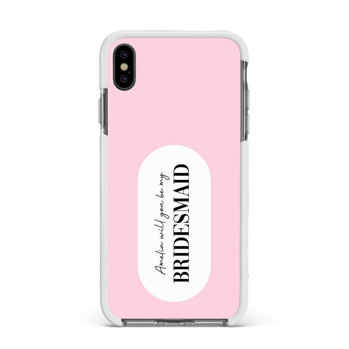 Will You Be My Bridesmaid Apple iPhone Xs Max Impact Case White Edge on Black Phone
