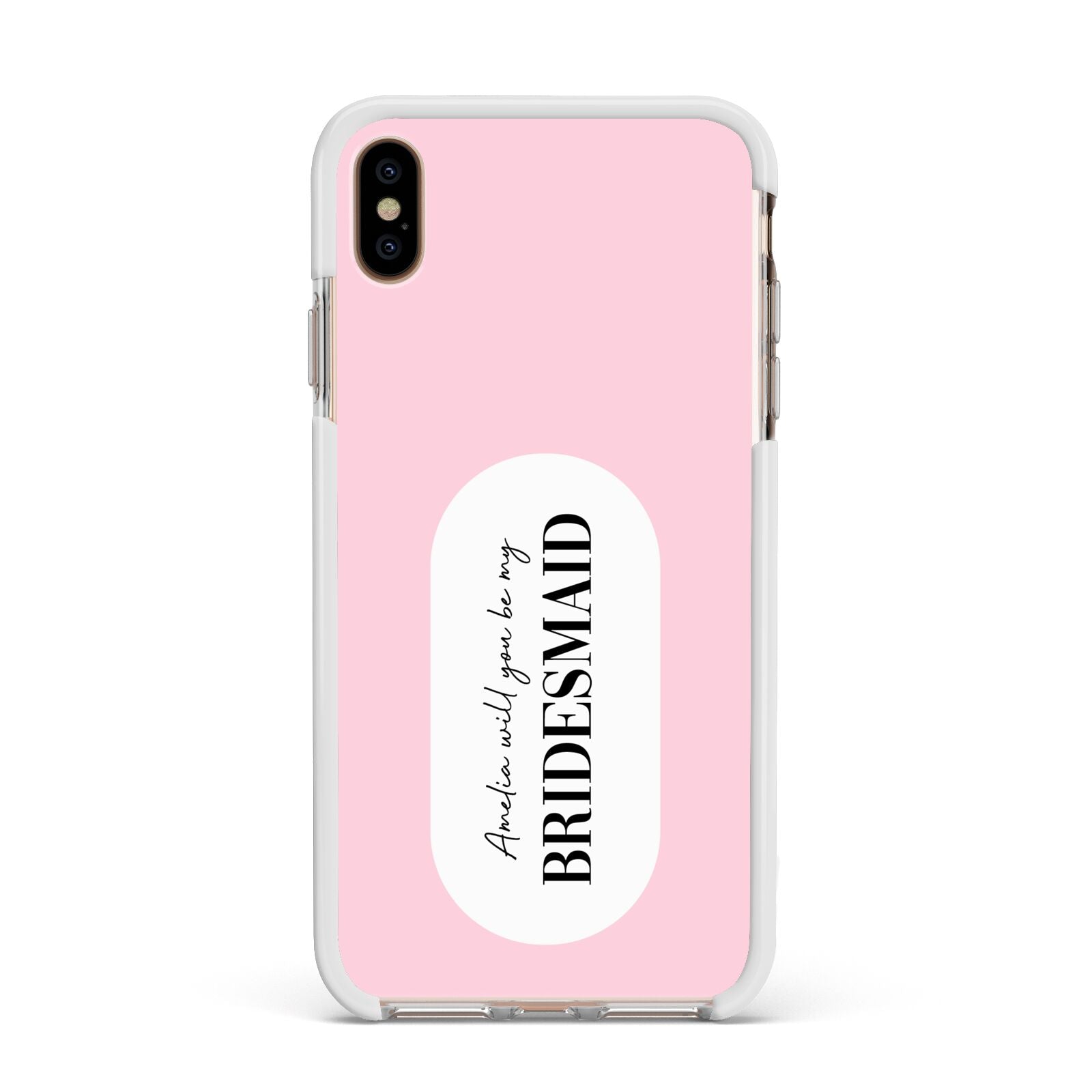 Will You Be My Bridesmaid Apple iPhone Xs Max Impact Case White Edge on Gold Phone