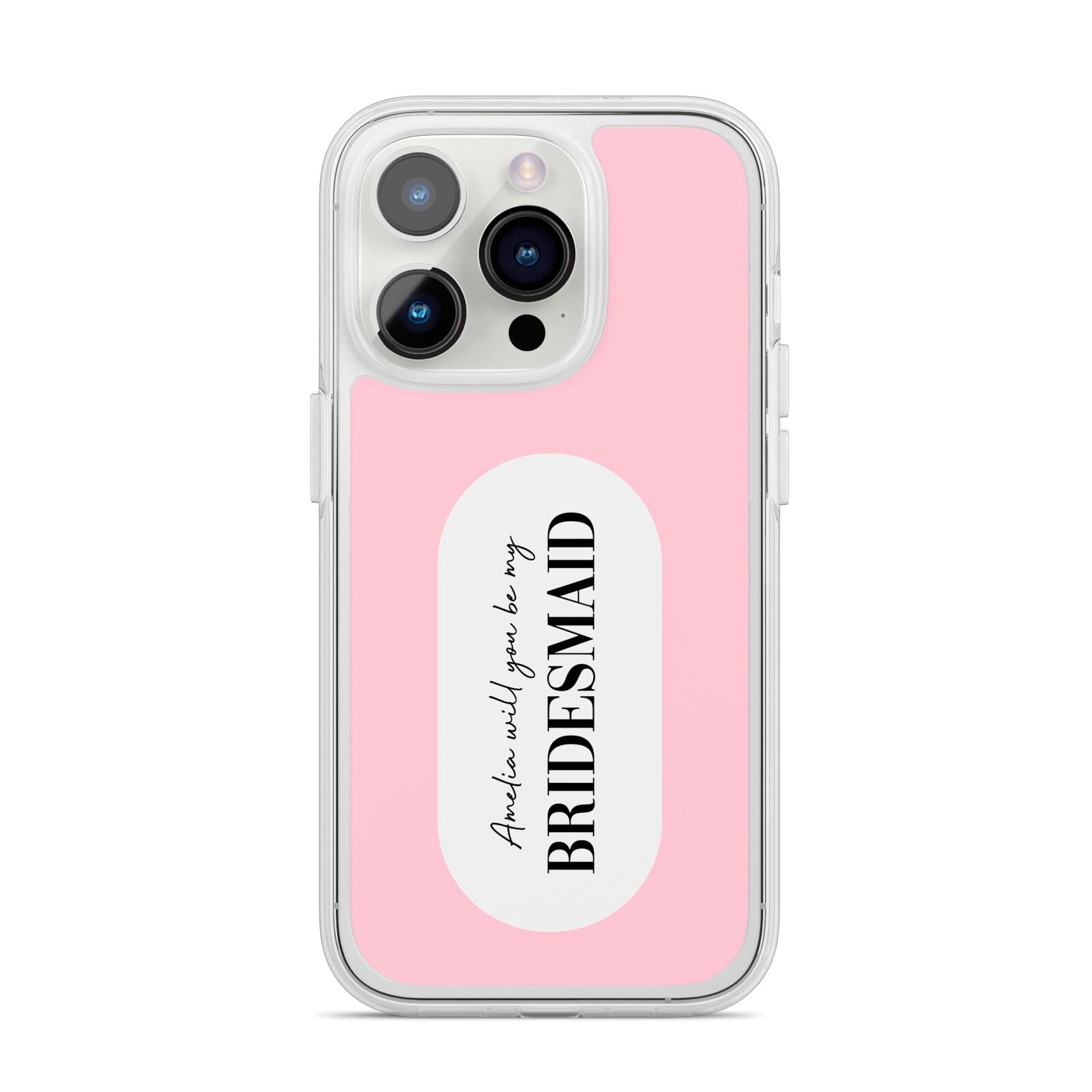 Will You Be My Bridesmaid iPhone 14 Pro Clear Tough Case Silver