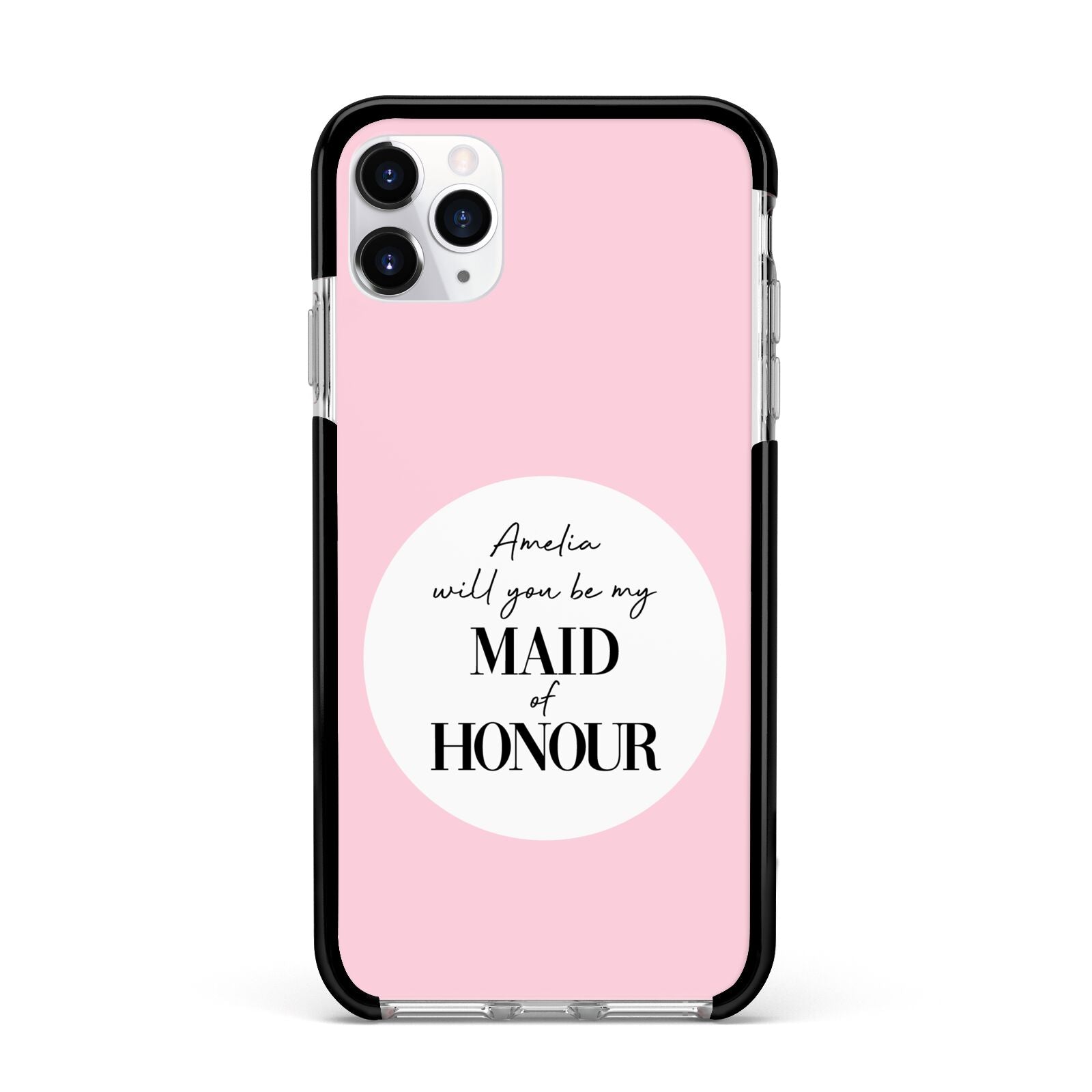 Will You Be My Maid Of Honour Apple iPhone 11 Pro Max in Silver with Black Impact Case