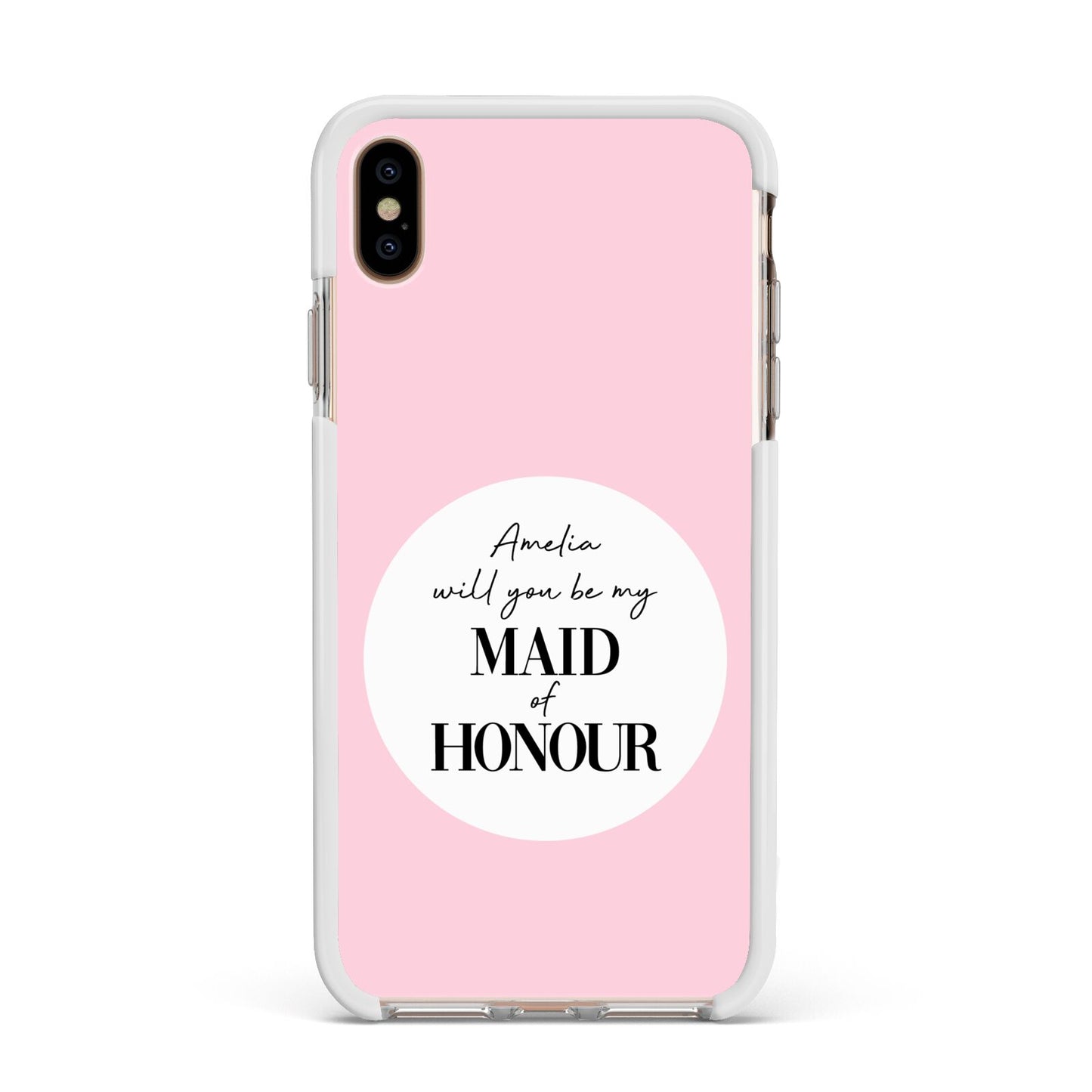 Will You Be My Maid Of Honour Apple iPhone Xs Max Impact Case White Edge on Gold Phone