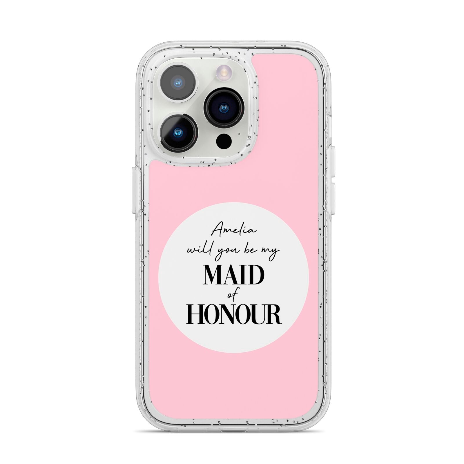Will You Be My Maid Of Honour iPhone 14 Pro Glitter Tough Case Silver