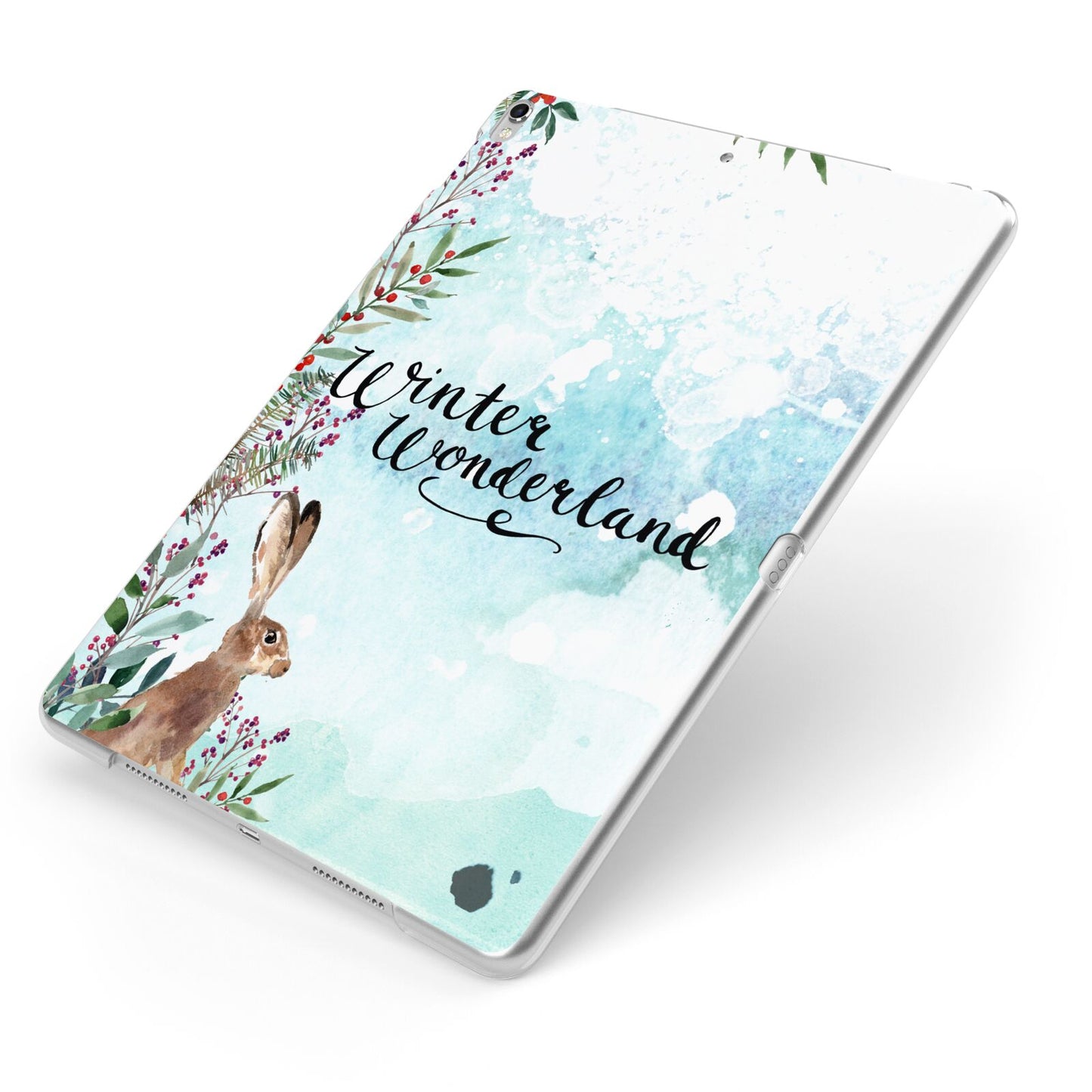 Winter Wonderland Hare Apple iPad Case on Silver iPad Side View