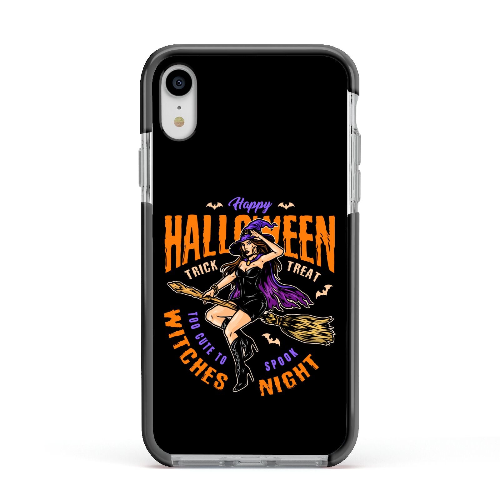 Witches Night Apple iPhone XR Impact Case Black Edge on Silver Phone