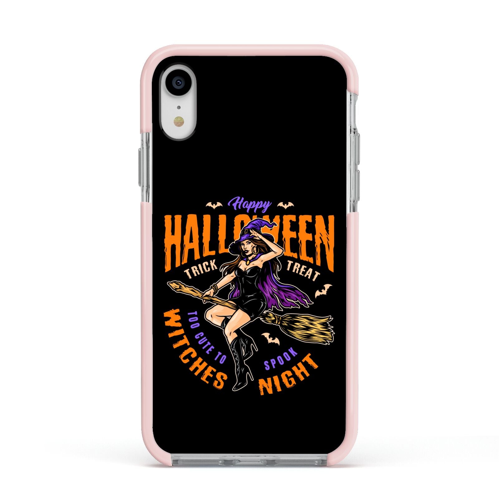 Witches Night Apple iPhone XR Impact Case Pink Edge on Silver Phone