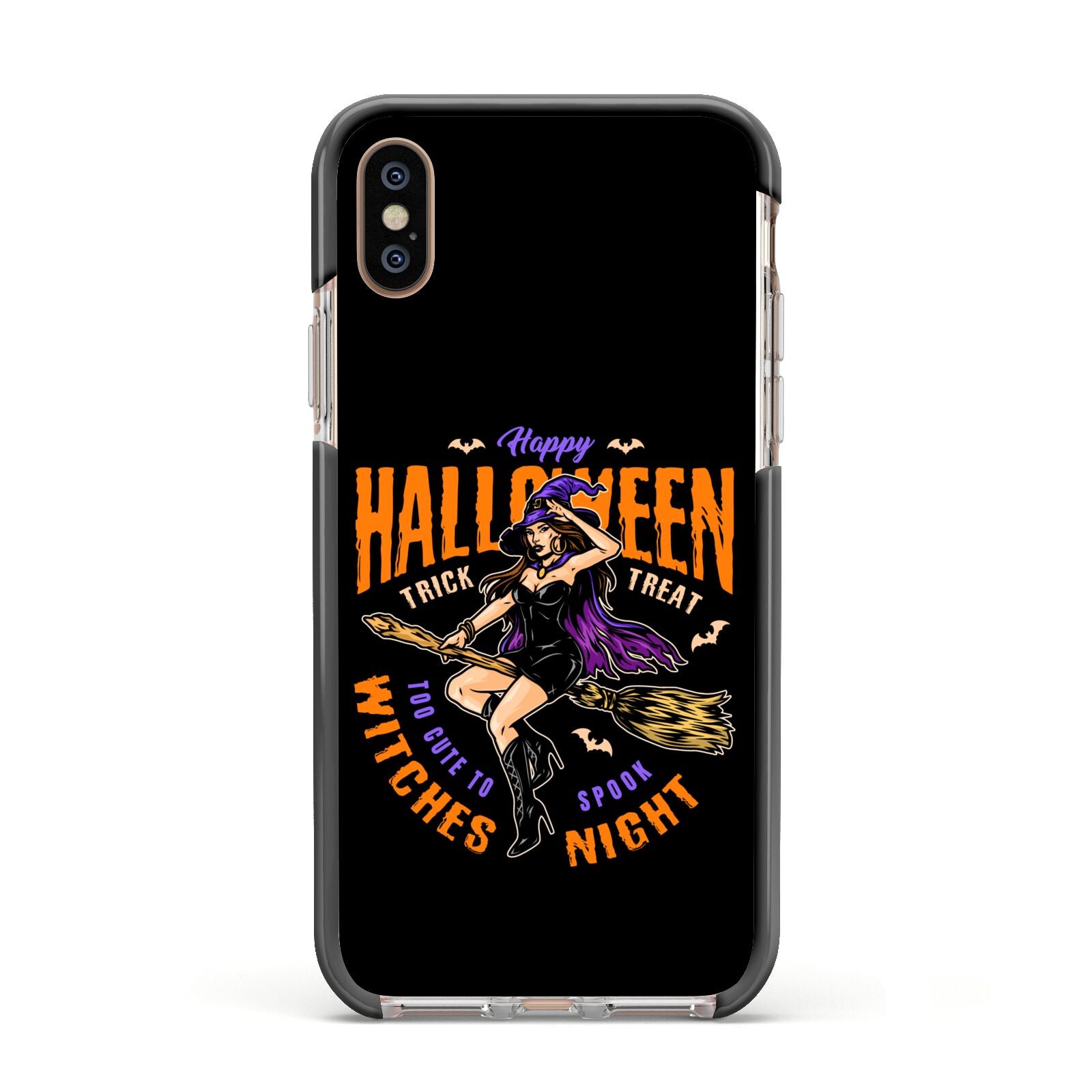 Witches Night Apple iPhone Xs Impact Case Black Edge on Gold Phone