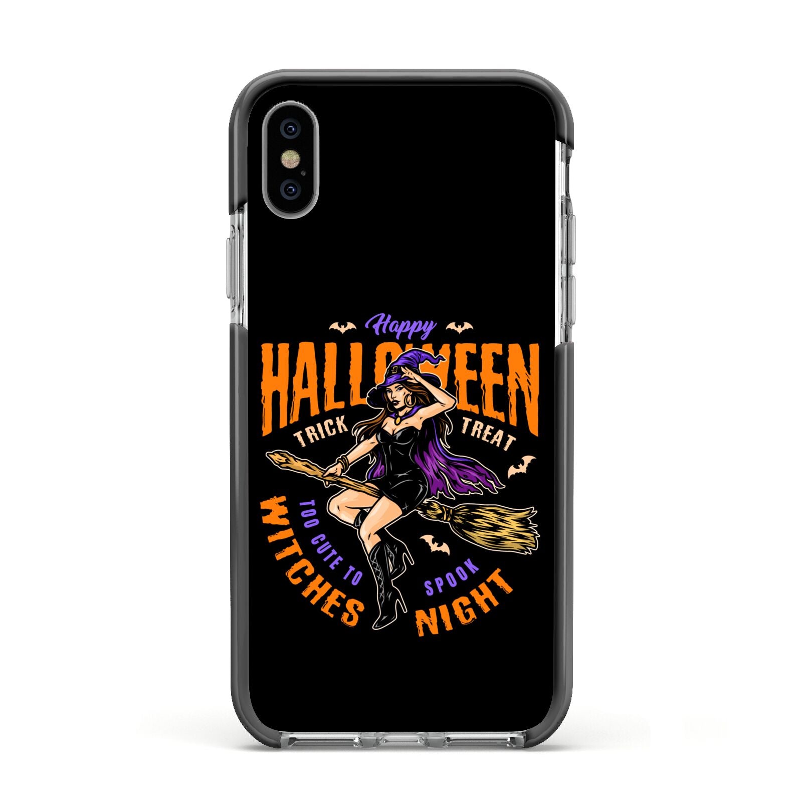 Witches Night Apple iPhone Xs Impact Case Black Edge on Silver Phone