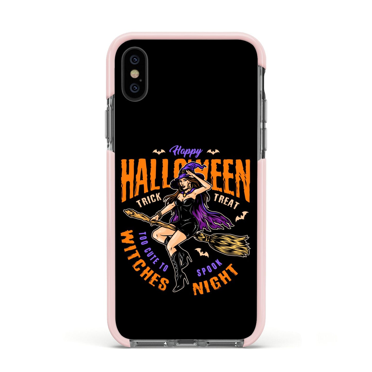 Witches Night Apple iPhone Xs Impact Case Pink Edge on Black Phone