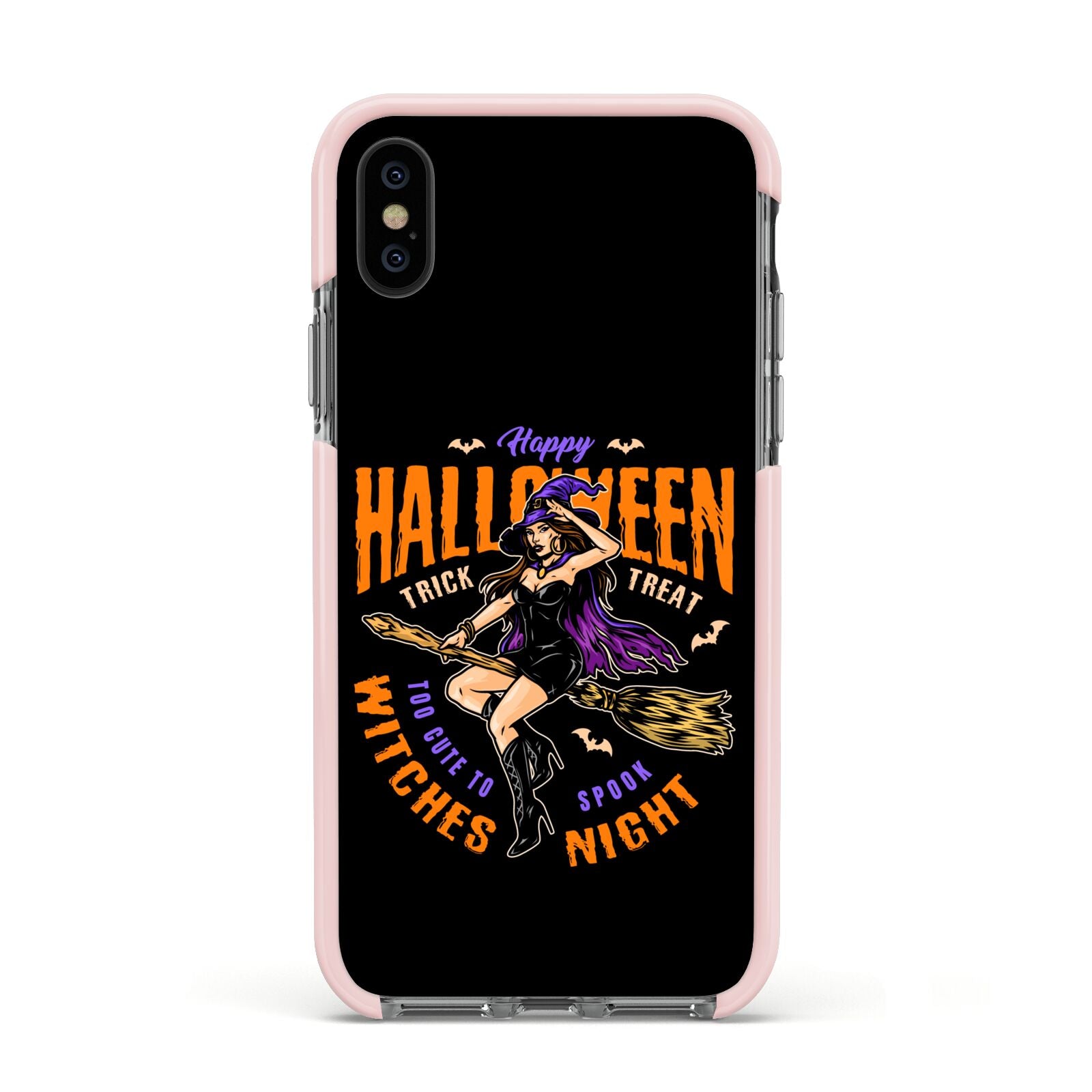 Witches Night Apple iPhone Xs Impact Case Pink Edge on Black Phone