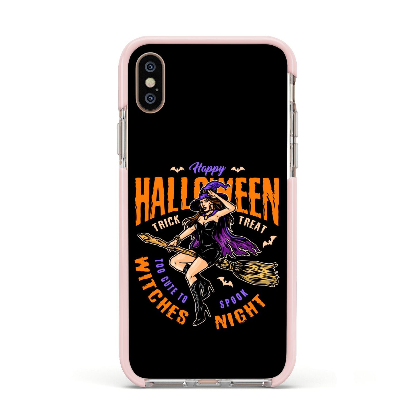 Witches Night Apple iPhone Xs Impact Case Pink Edge on Gold Phone