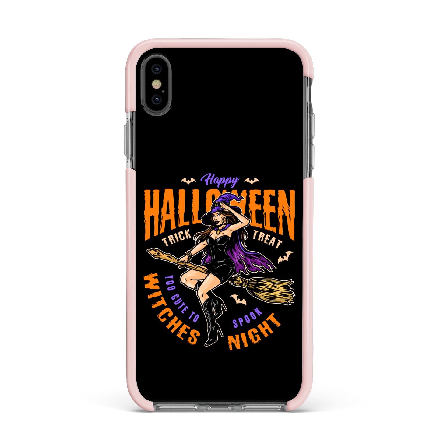 Witches Night Apple iPhone Xs Max Impact Case Pink Edge on Black Phone