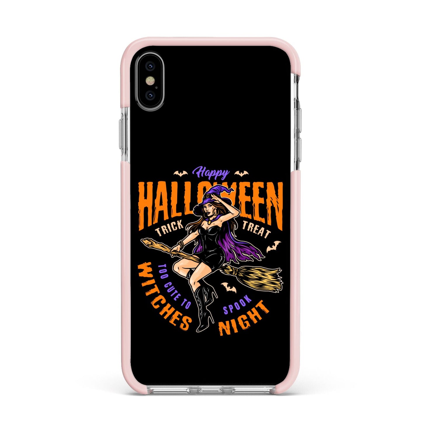 Witches Night Apple iPhone Xs Max Impact Case Pink Edge on Silver Phone