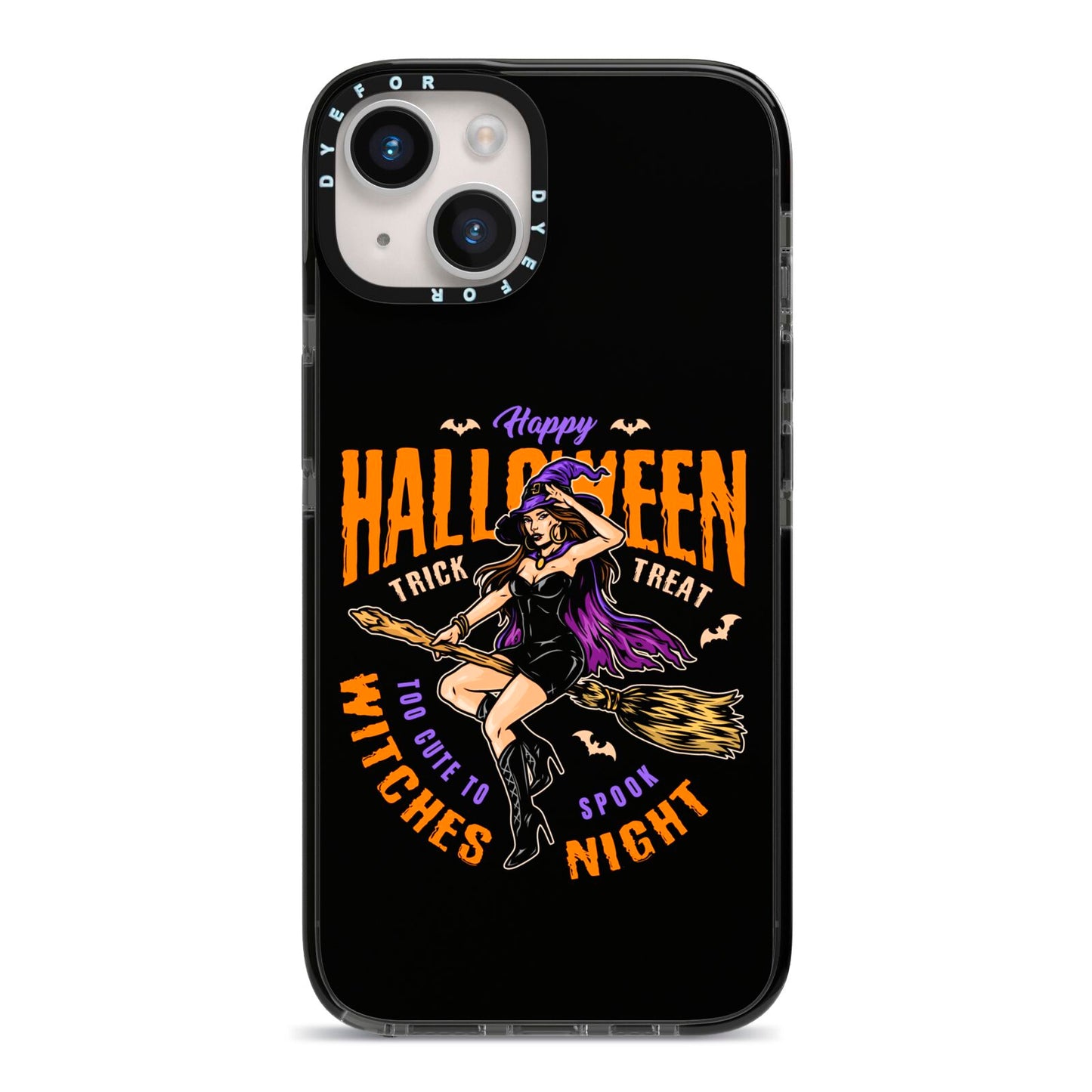 Witches Night iPhone 14 Black Impact Case on Silver phone