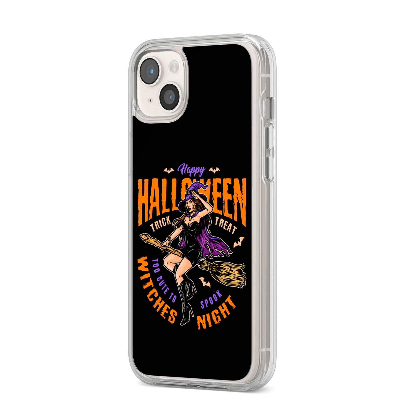 Witches Night iPhone 14 Plus Clear Tough Case Starlight Angled Image
