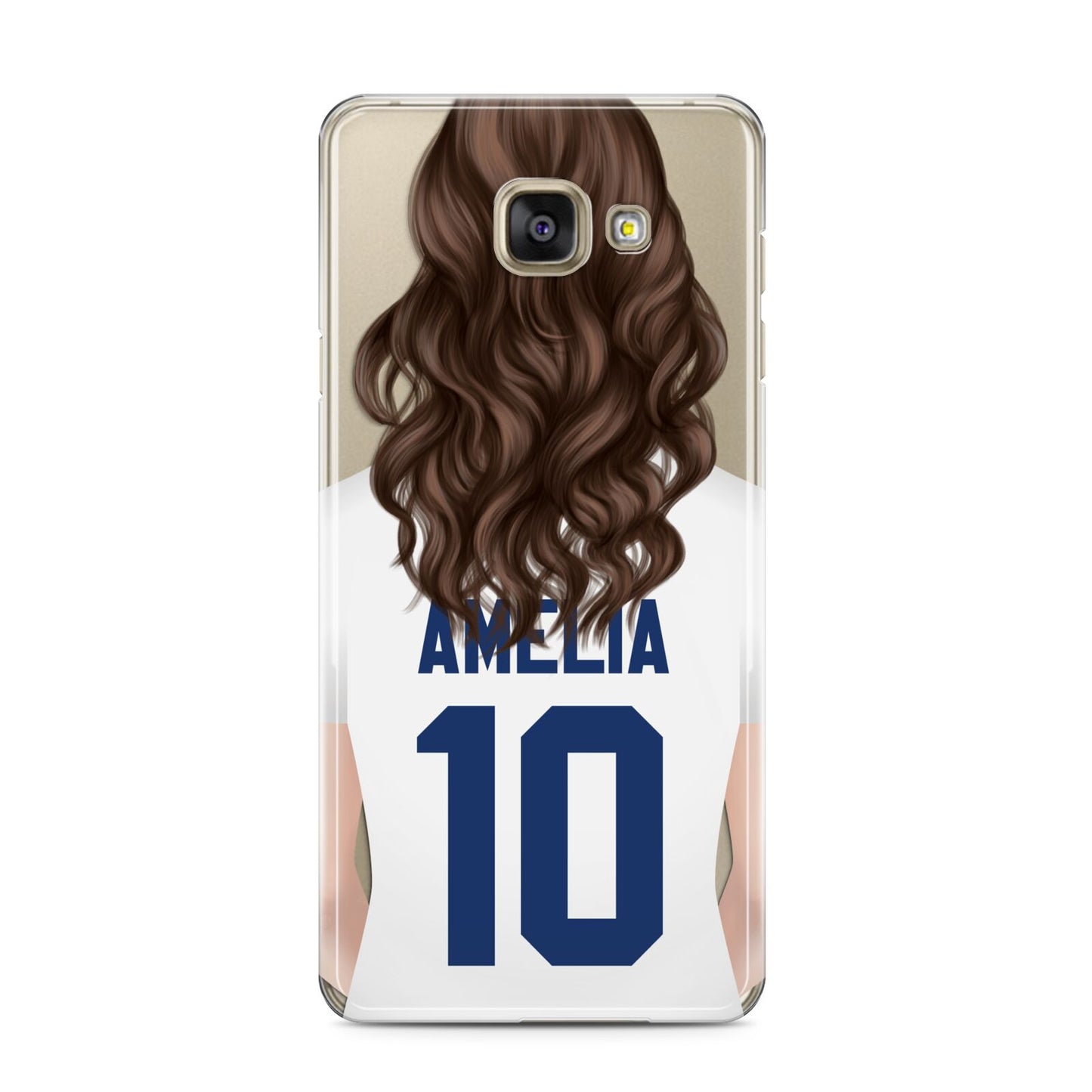 Womens Footballer Personalised Samsung Galaxy A3 2016 Case on gold phone