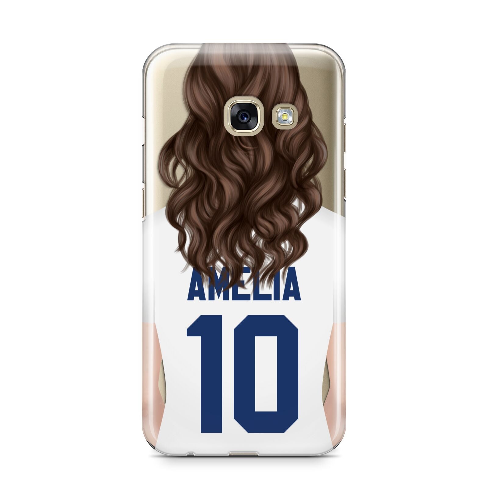 Womens Footballer Personalised Samsung Galaxy A3 2017 Case on gold phone