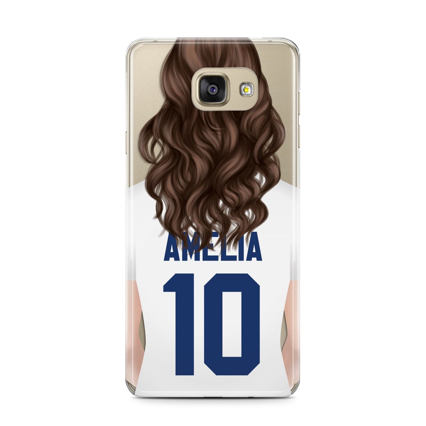 Womens Footballer Personalised Samsung Galaxy A7 2016 Case on gold phone