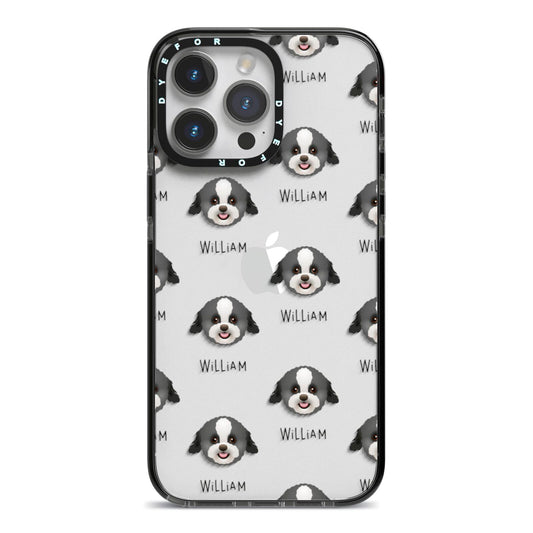Zuchon Icon with Name iPhone 14 Pro Max Black Impact Case on Silver phone