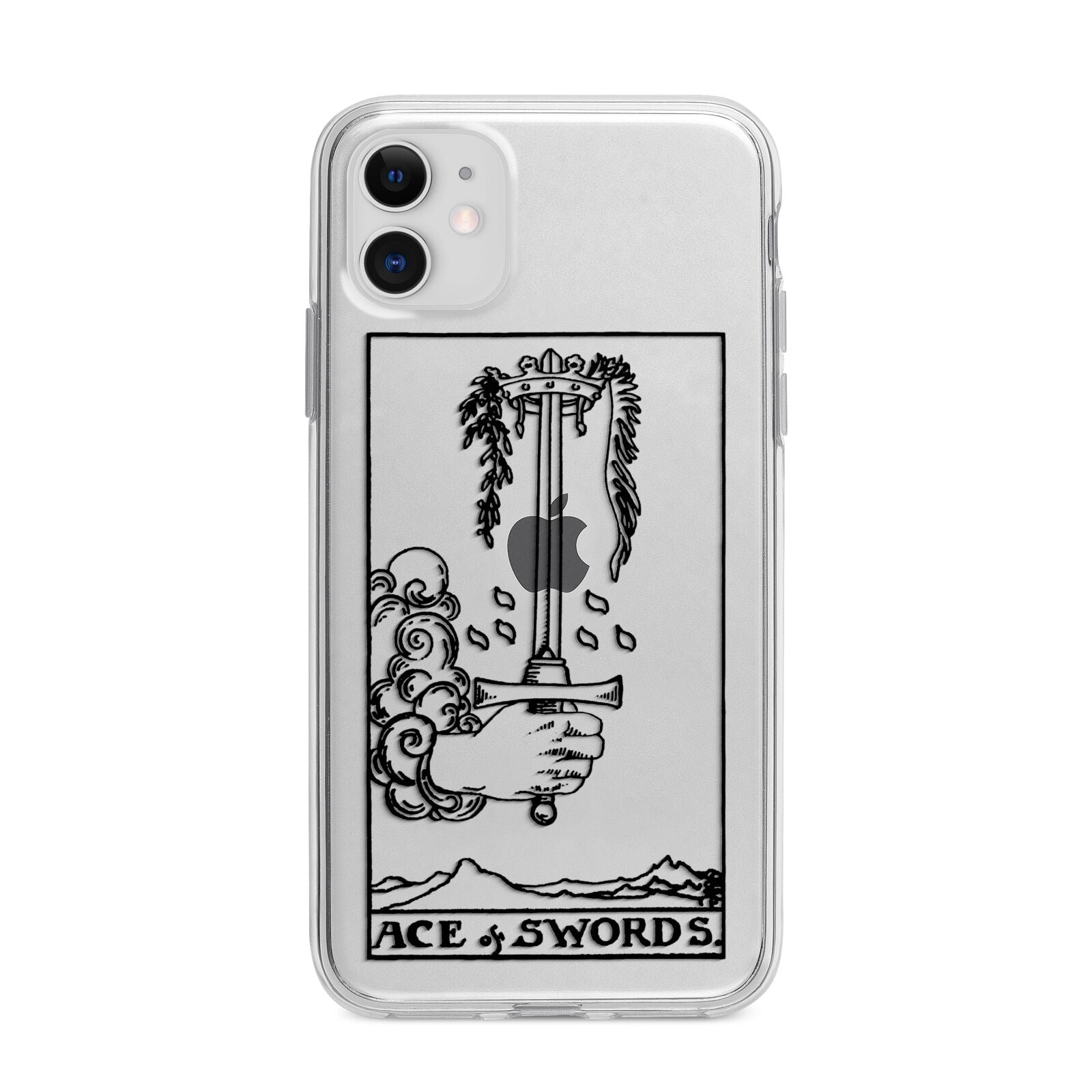 Ace of Swords Monochrome Apple iPhone 11 in White with Bumper Case