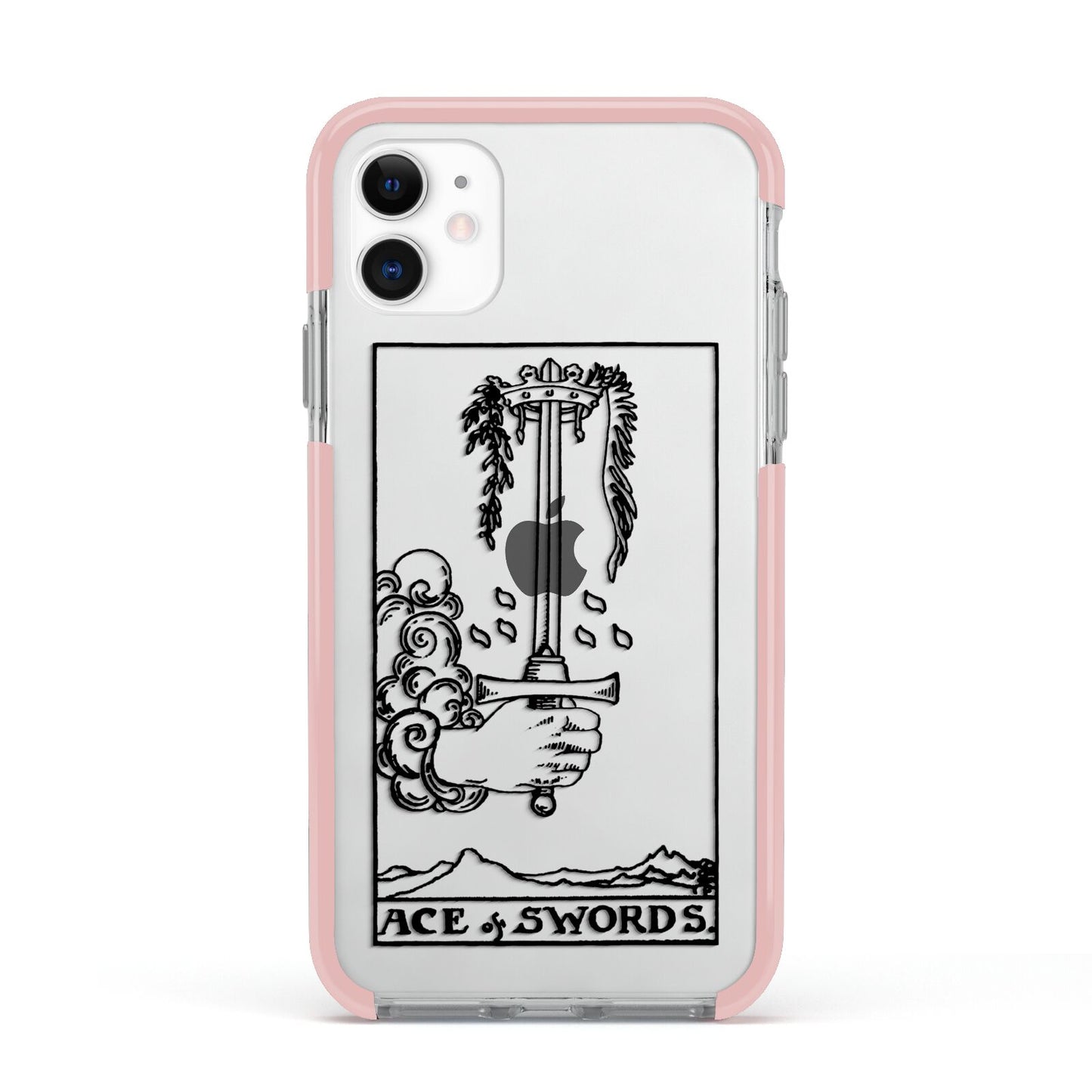 Ace of Swords Monochrome Apple iPhone 11 in White with Pink Impact Case