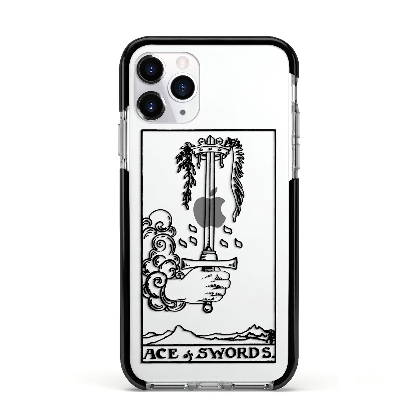 Ace of Swords Monochrome Apple iPhone 11 Pro in Silver with Black Impact Case
