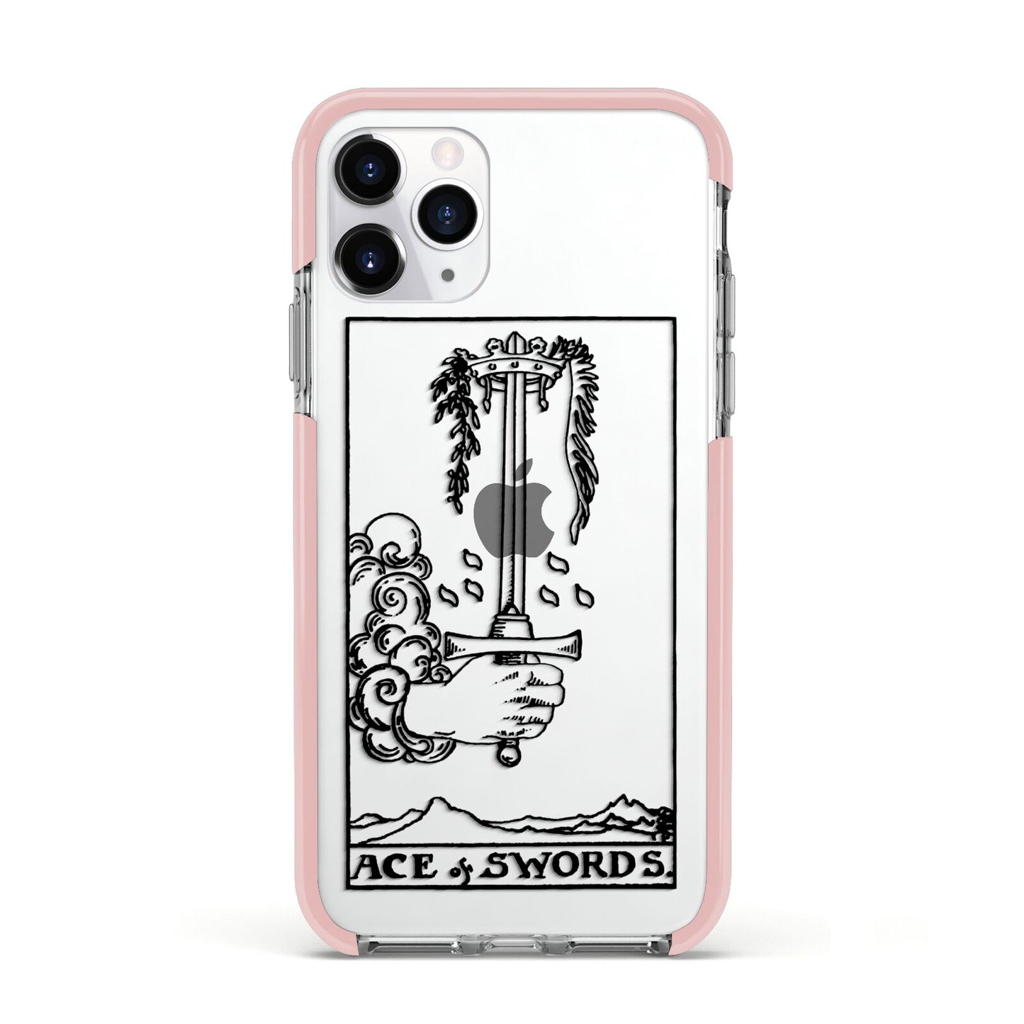 Ace of Swords Monochrome Apple iPhone 11 Pro in Silver with Pink Impact Case