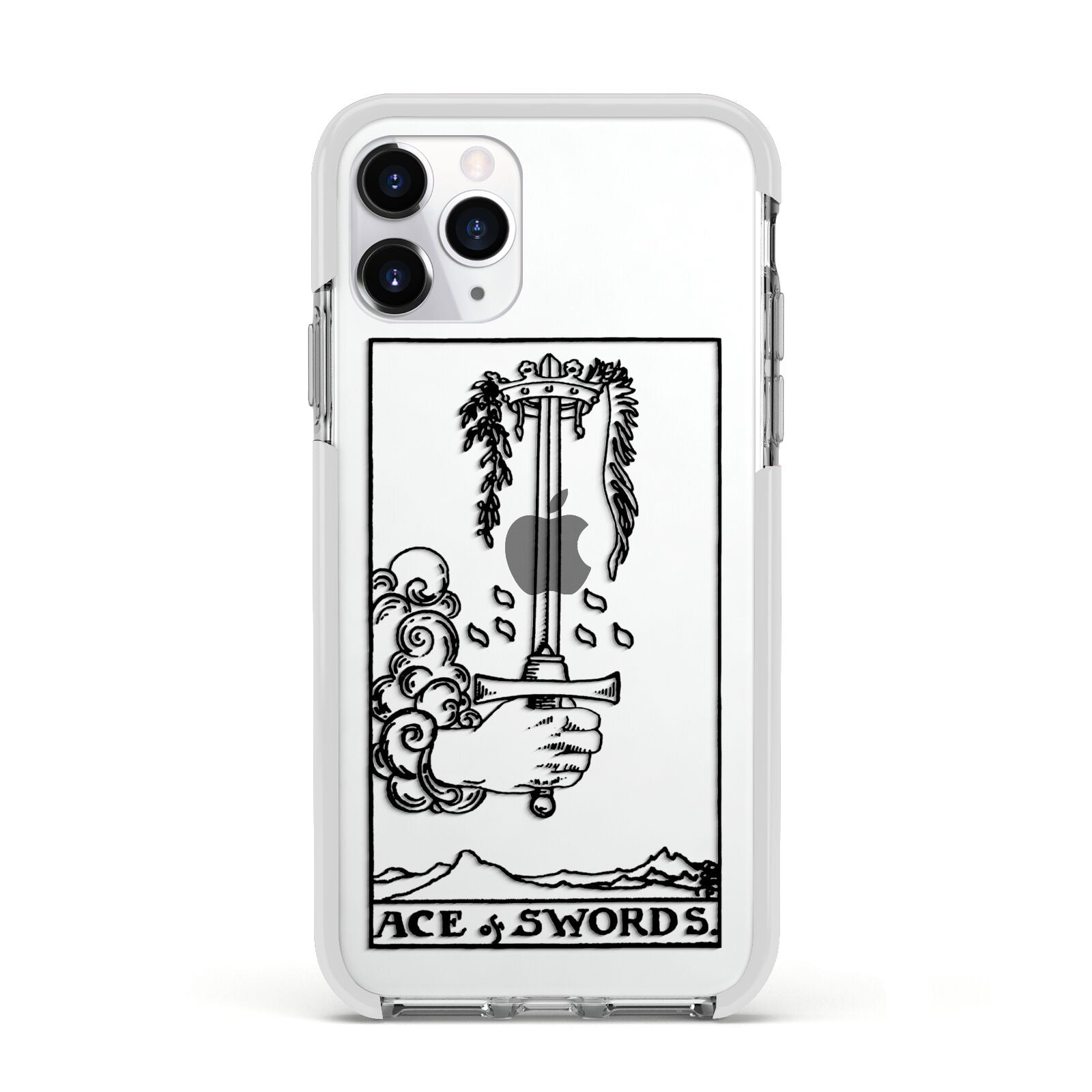 Ace of Swords Monochrome Apple iPhone 11 Pro in Silver with White Impact Case