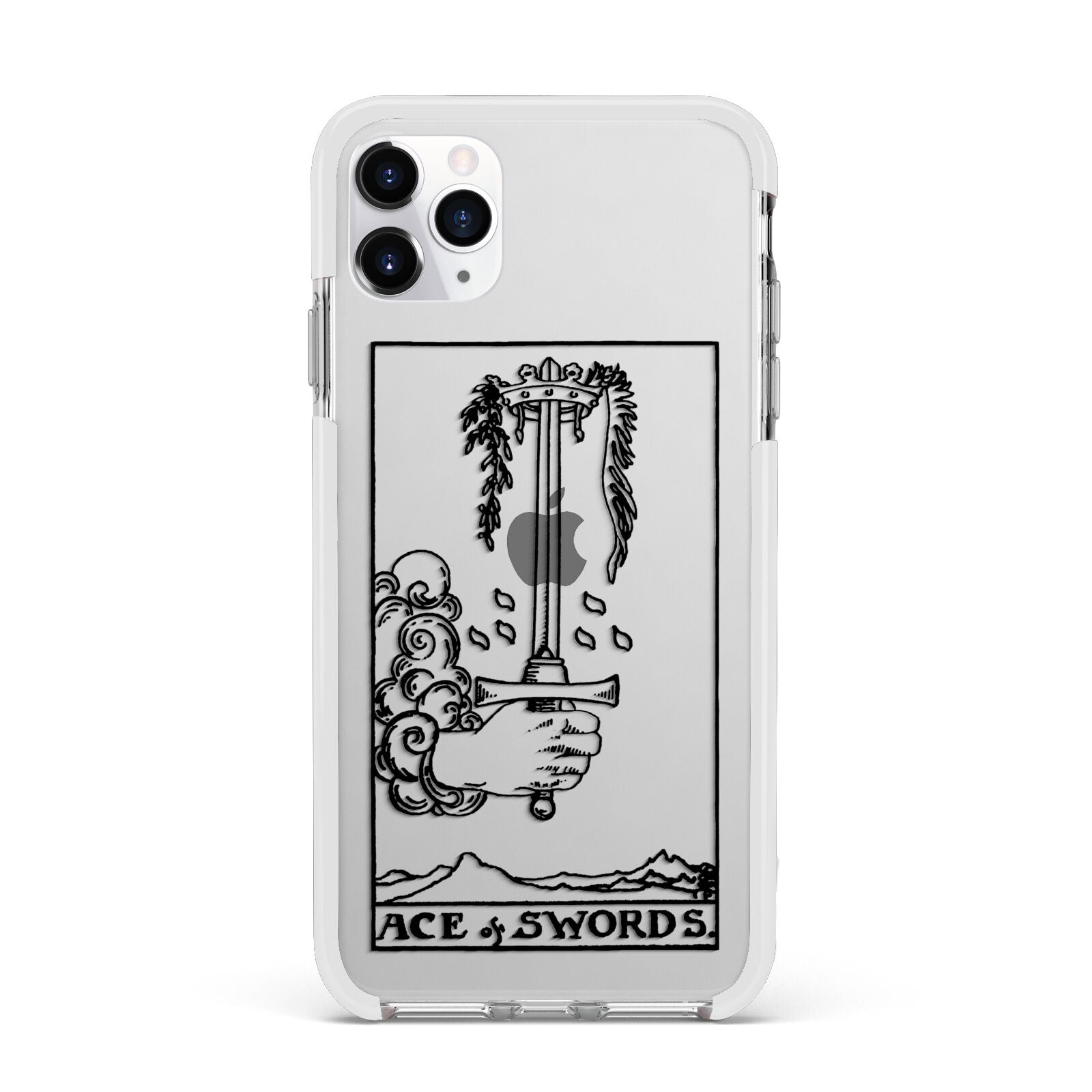 Ace of Swords Monochrome Apple iPhone 11 Pro Max in Silver with White Impact Case
