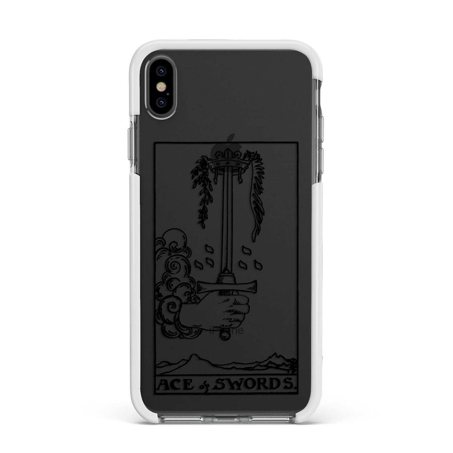 Ace of Swords Monochrome Apple iPhone Xs Max Impact Case White Edge on Black Phone