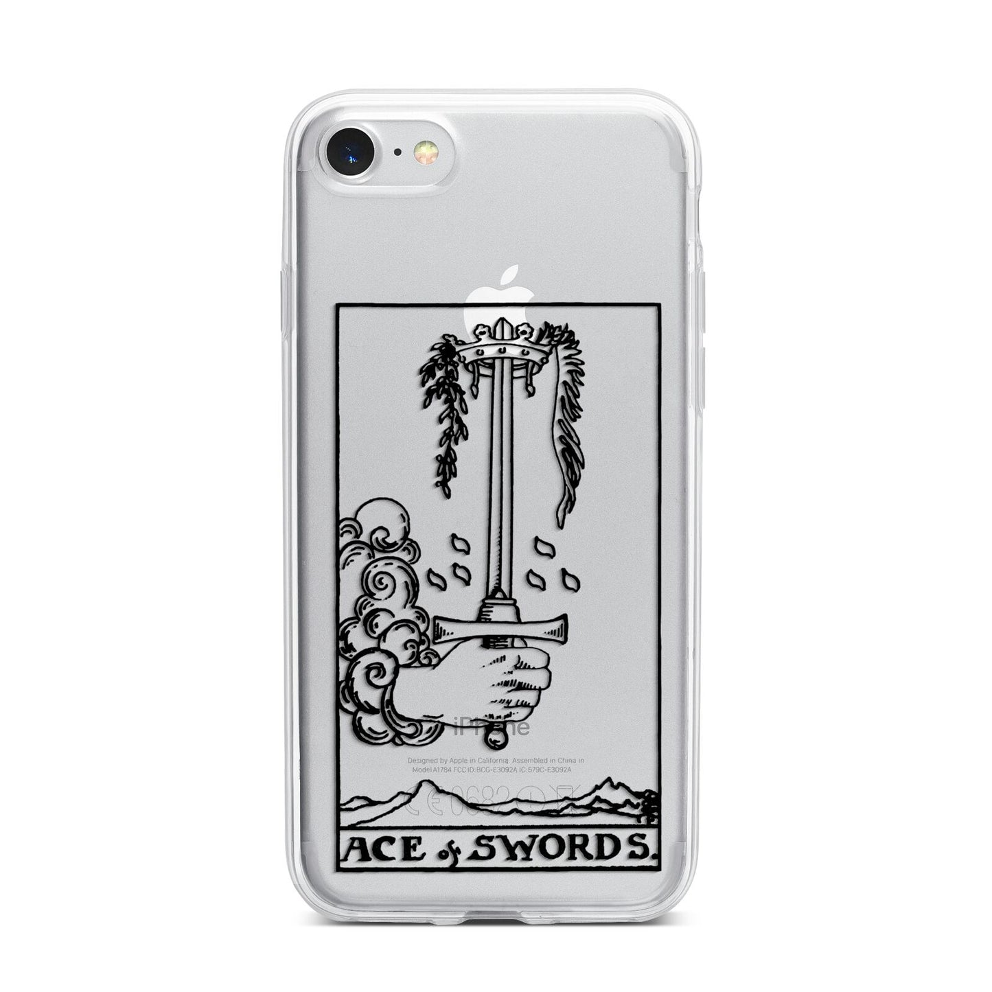 Ace of Swords Monochrome iPhone 7 Bumper Case on Silver iPhone