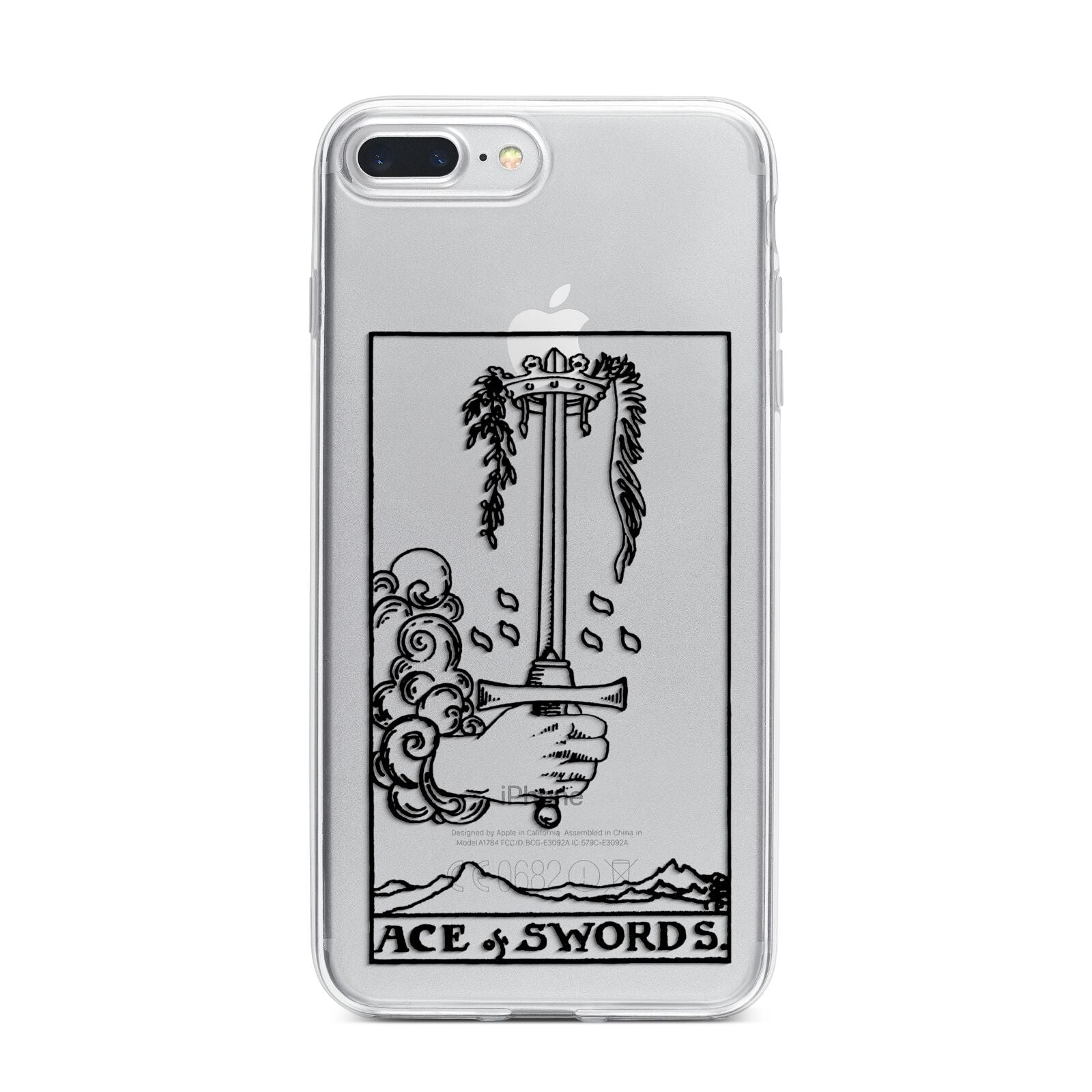Ace of Swords Monochrome iPhone 7 Plus Bumper Case on Silver iPhone